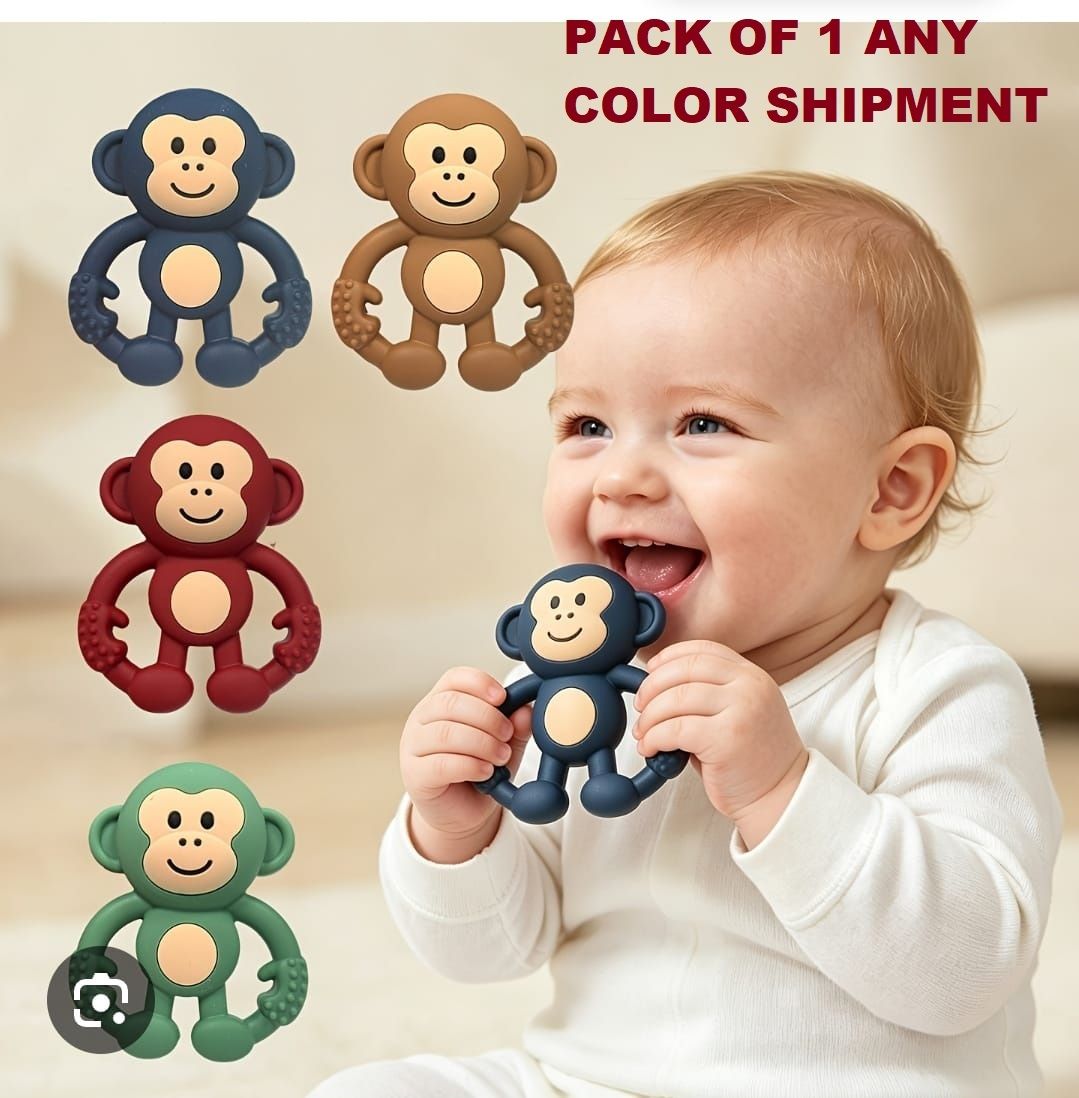 krishav Silicone Baby Teether Monkey Set Multi-Textured Teething Toy Teether-picture-42