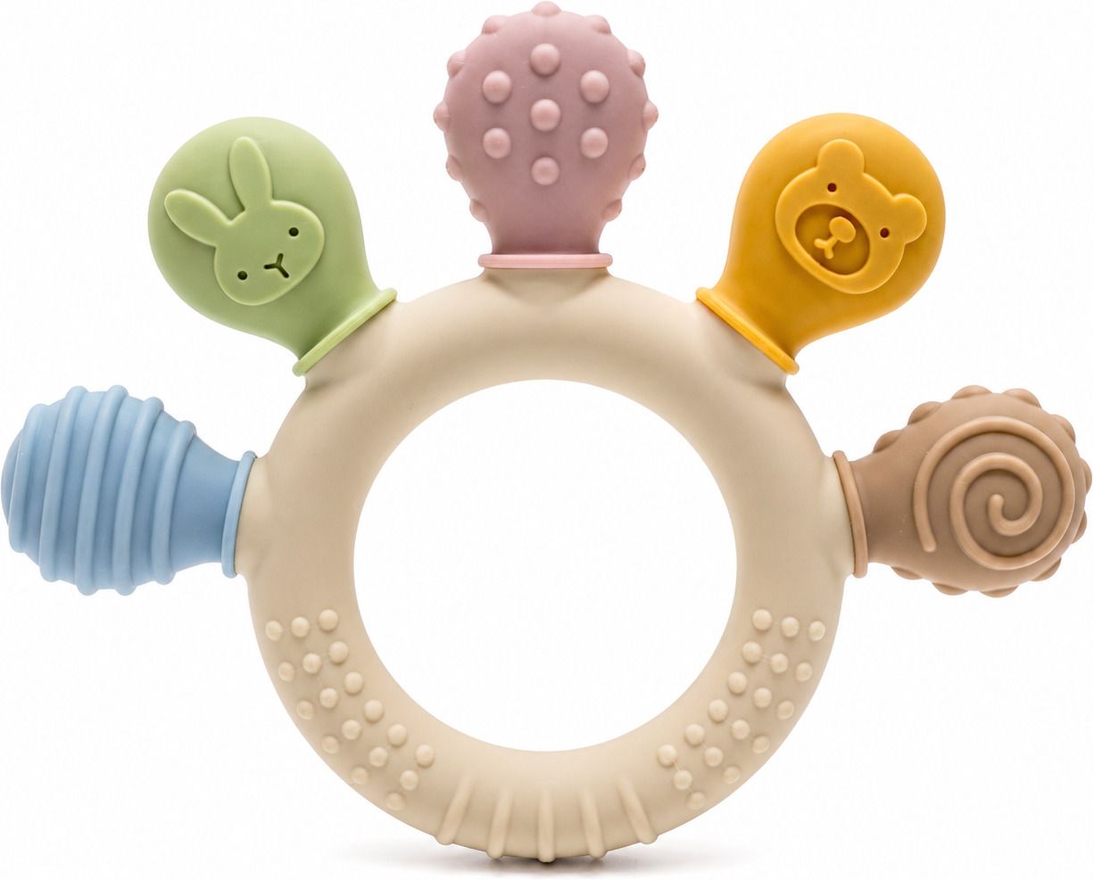 vmom zone Silicone Baby Teether Toy BPA Free Easy Grip Soft Teething Ring Multicolor Kids! Teether-picture-20