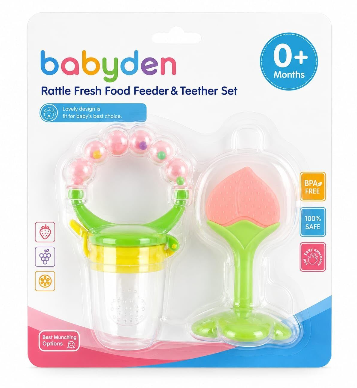 babyden Baby Food Feeder Rattle Fresh Pacifier with Teether for 0 to 12 Month Baby Teether and Feeder-picture-17