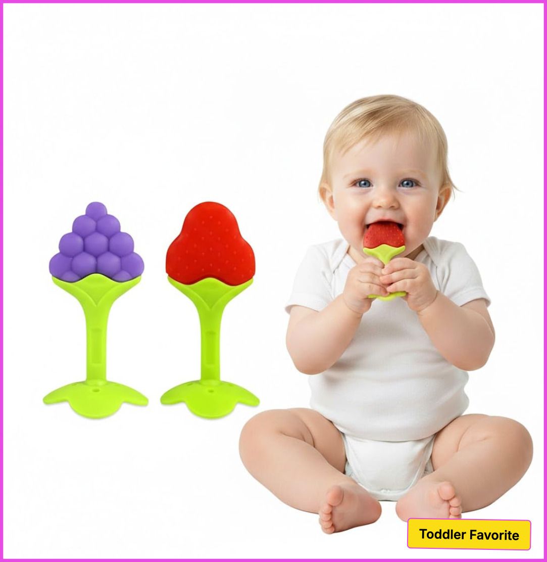 Baby Stand Teether 2pc for Babies & Infants 0-3 Years, Soft Texture & Non-toxic Feeder-image-45