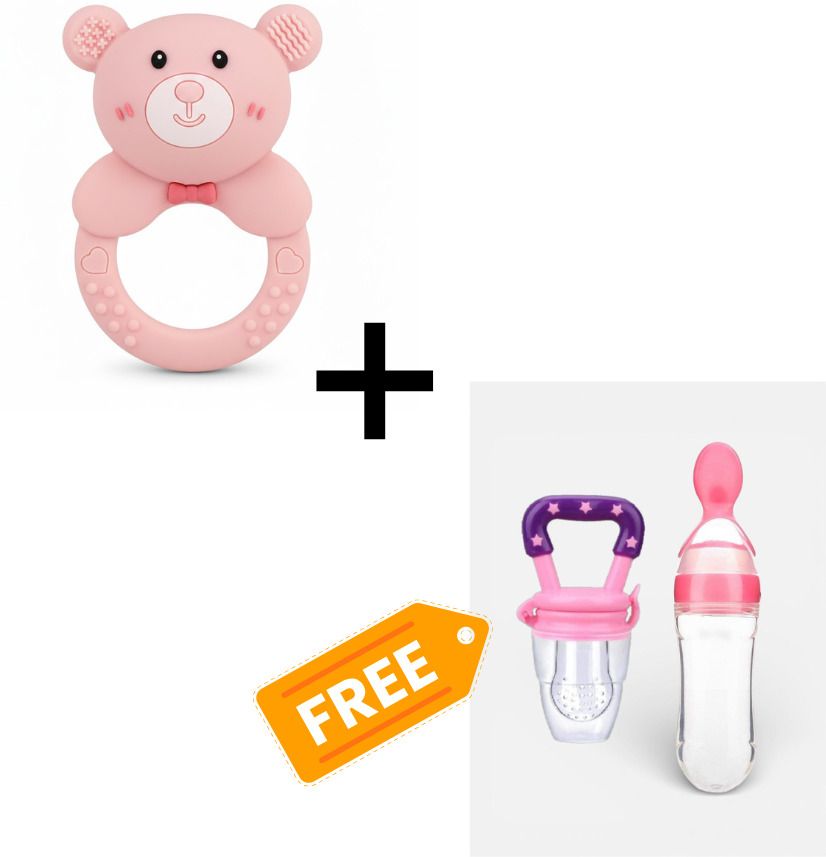 Bear Shape Teether Plus Free Bottle Food Feeder And Fruit Feeder-image-1