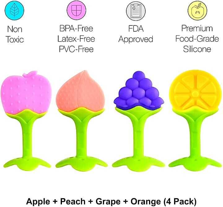 kidsify Baby Fruit Shapes Silicone Teethers pack of 4 Teether-picture-14