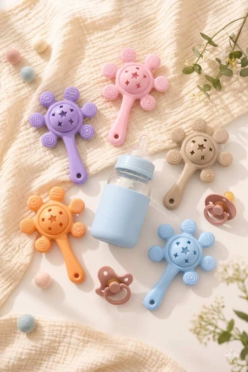 meeravya Soft Baby Teether | BPA Free Sensory Rattle Toy for Teething , 0-48 Months Soother-picture-28