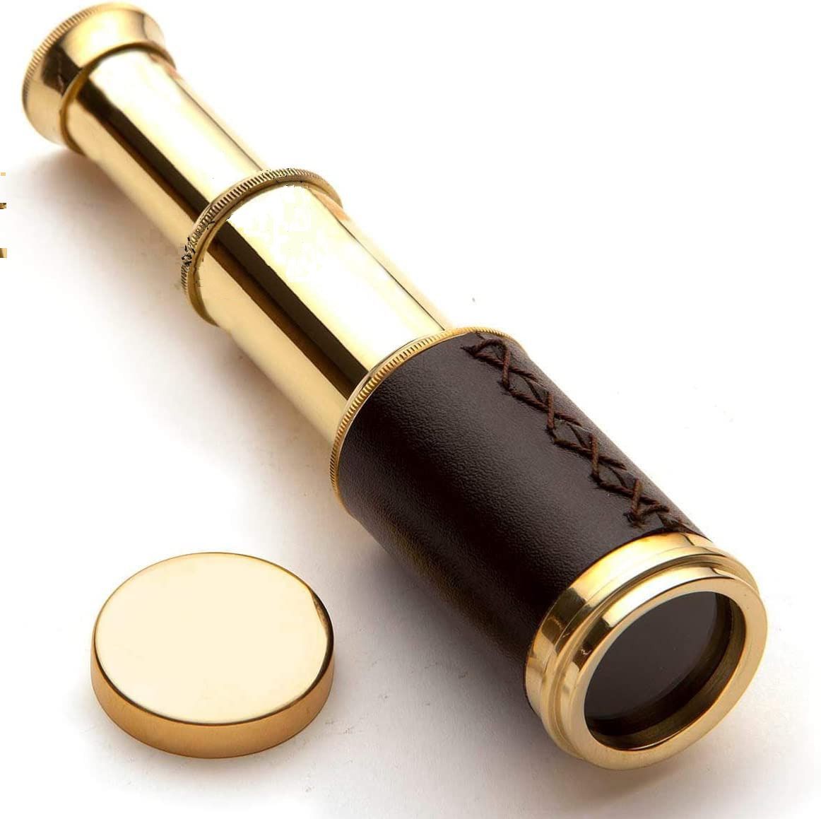 EcoNucleaX 7 inch Brass Telescope With Synthetic Leather Grip And Front Cover Refracting Telescope