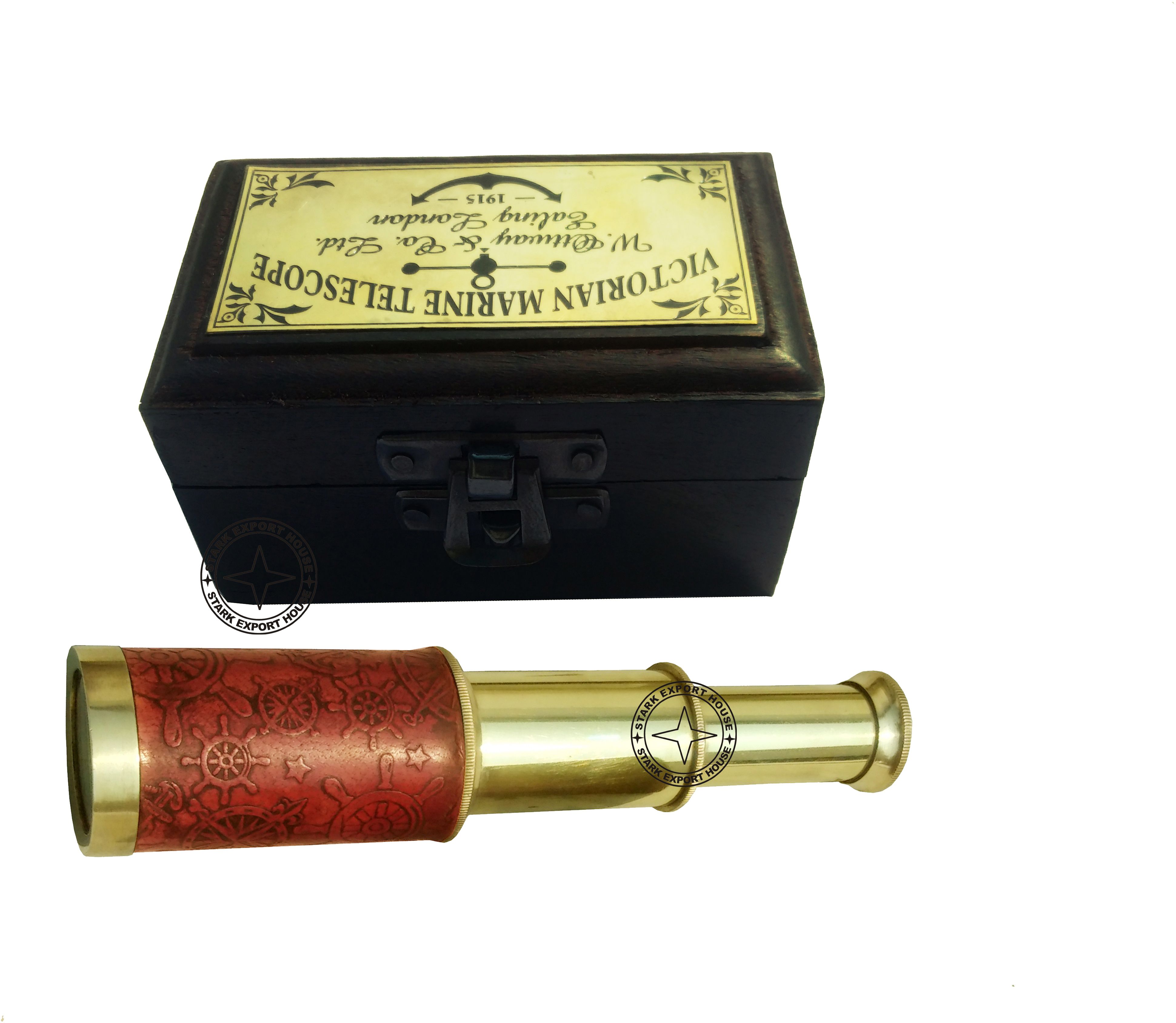 Stark Export House Brass Binoculars Telescope 6 inch with Wood Box Catadioptric Telescope-picture-35