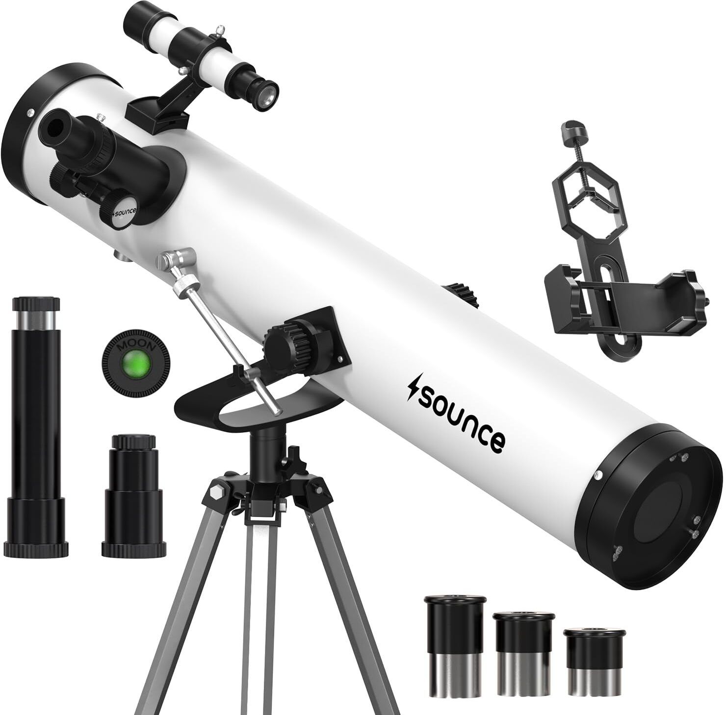 sounce Newtonian Reflector Telescope 76mm 700mm, 28x–350x Zoom, Alt-Az Mount Reflecting Telescope-image-19