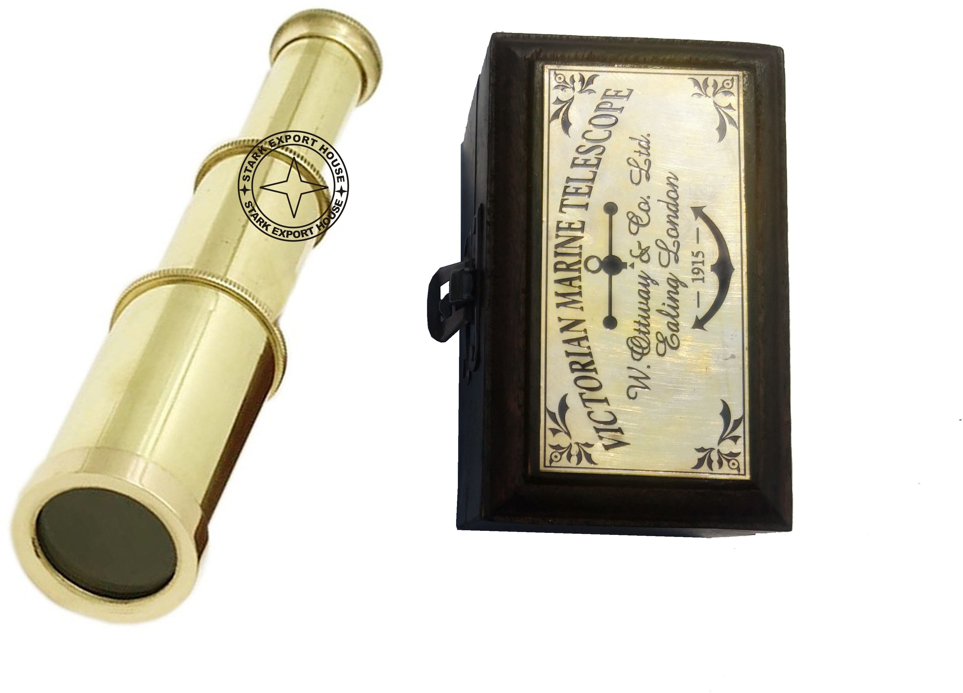 Stark Export House Brass Maritime Telescope Binoculars 6 Inch with Wood Box Catadioptric Telescope-picture-28