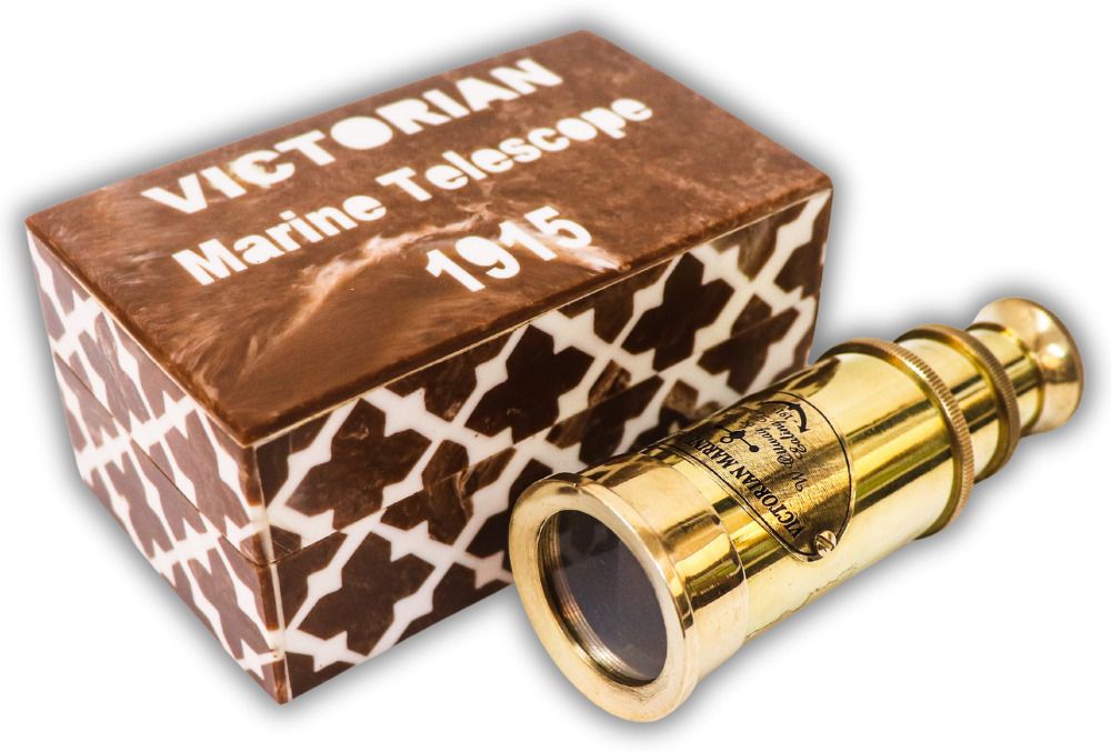 ASIART Nautical Brass Pirates Telescope With Beautiful Handmade Resin Box Reflecting Telescope