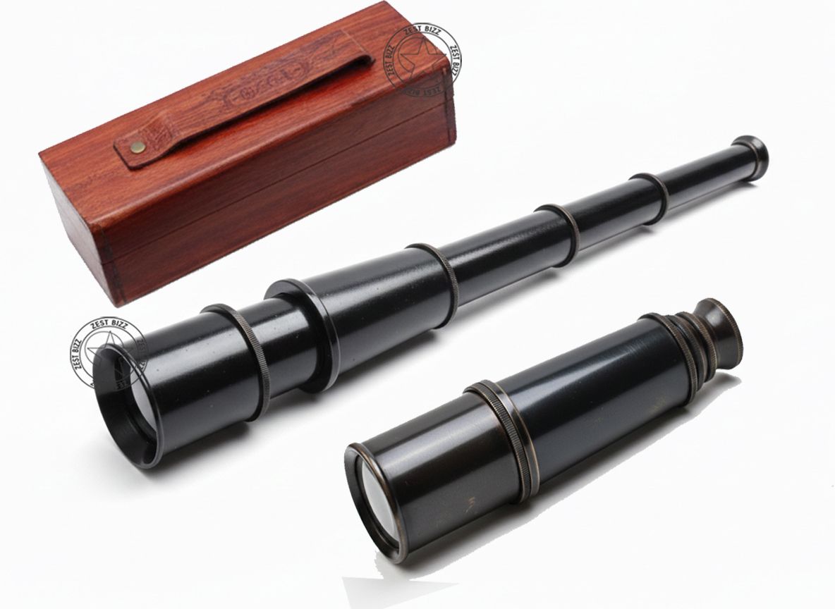 ZEST BIZZ Brass Binocular 15 inch Telescope with Lather Box YCDS Catadioptric Telescope
