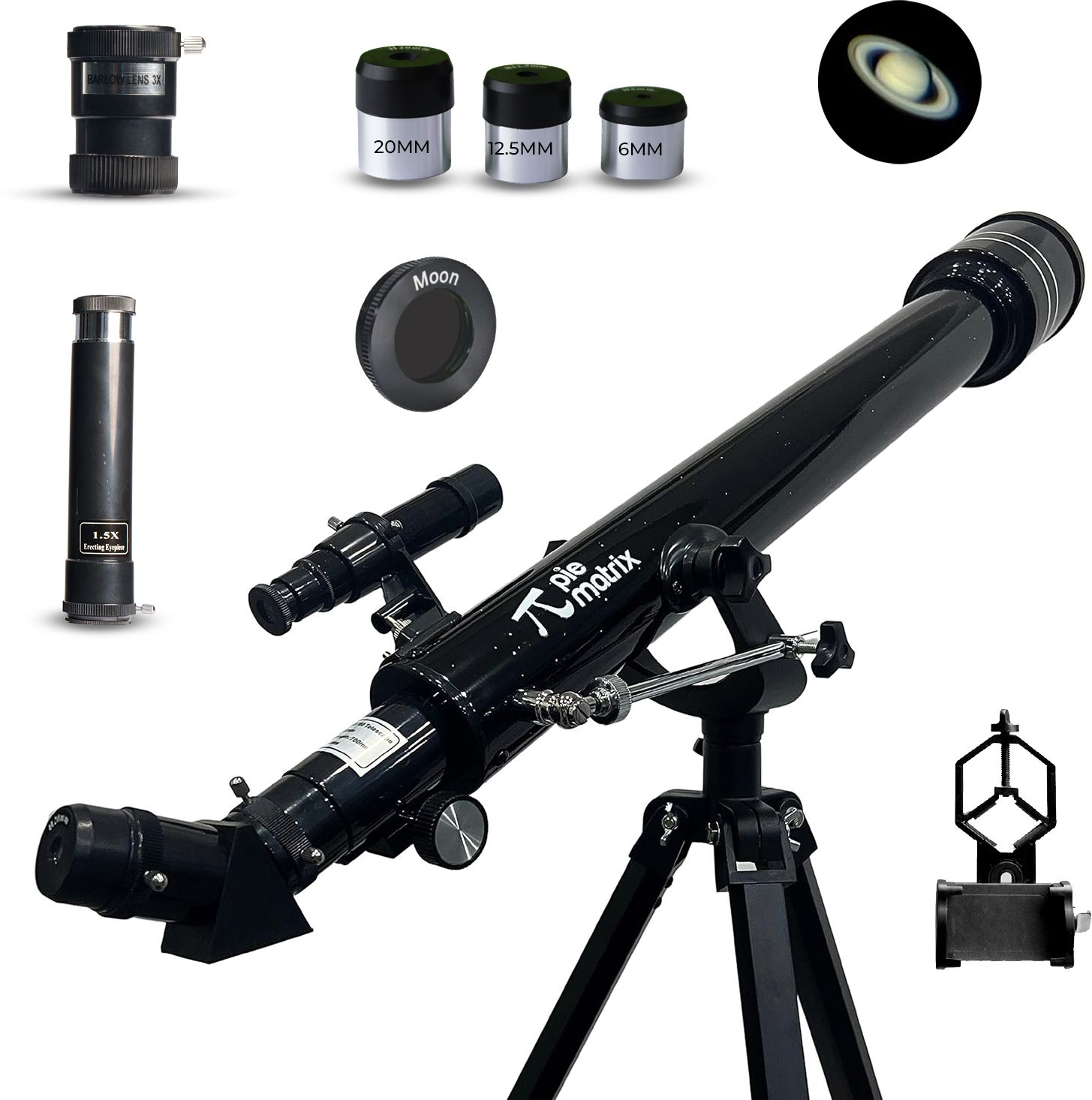 Pie Matrix Phoenix 60700 Telescope 175x Zoom, Alt-Az Mount, View Moon & Planets Refracting Telescope