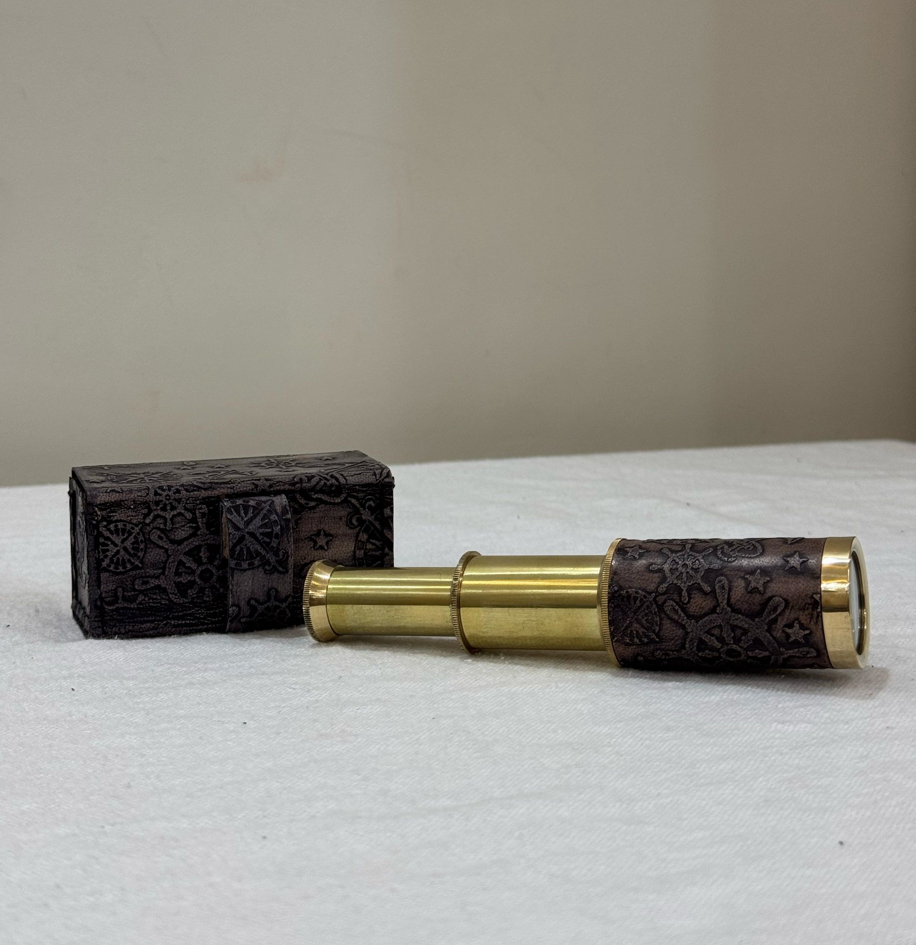 EcoNucleaX Brass Telescope with Synthetic Leather Cover Refracting Telescope