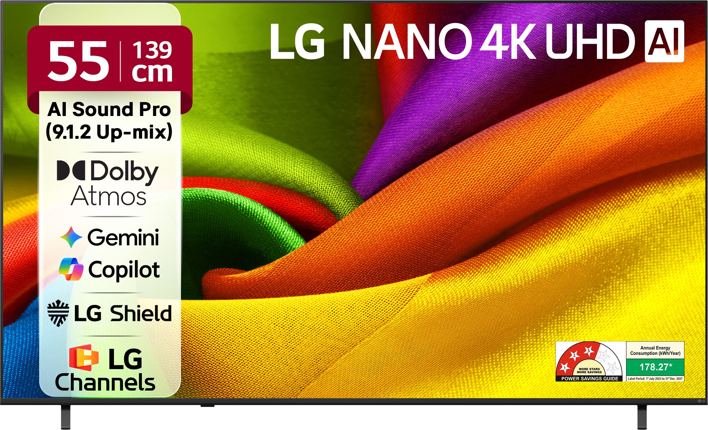 AI NANO NU87 139 cm (55 inch) Ultra HD (4K) LED Smart WebOS TV 2026 Edition with NANO Detail Enhancer HDR10 Pro 4K Super Upscaling ?7 AI Processor 4K Gen9 Dolby Atmos AI Sound Pro (9.1.2 ch) Multi AI (Google Gemini & MS Copilot) Linear Flow Design 60Hz VRR 5 Years Free OS upgrade Secured by LG Shield LG Channels-picture-9
