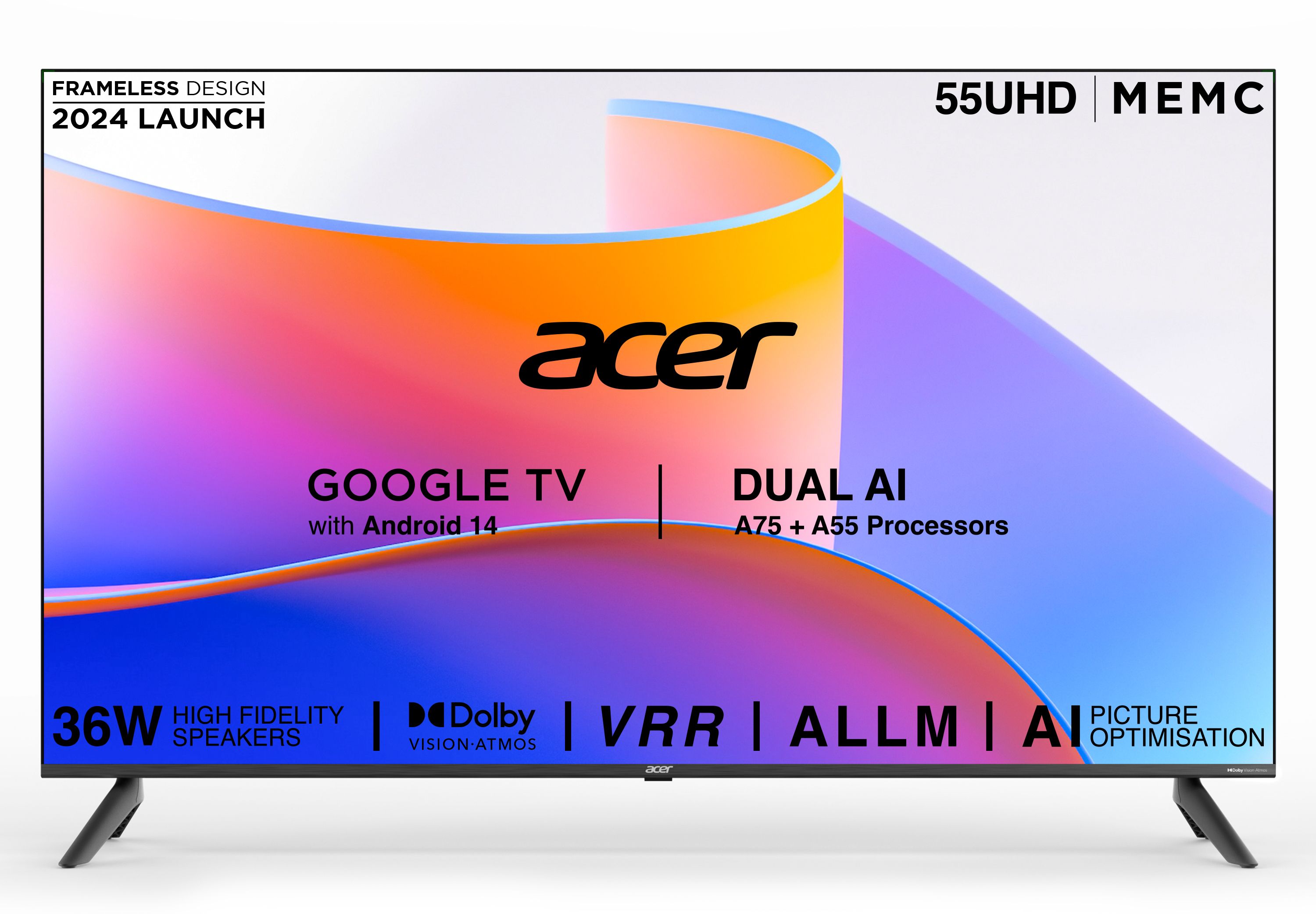 acer I PRO Series 138.7 cm (55 inch) Ultra HD (4K) LED Smart Google TV with Android 14 (Black) | MEMC | ALLM | VRR | AI Picture Optimisation | 36W Speakers | Dolby Vision-Atmos-picture-10