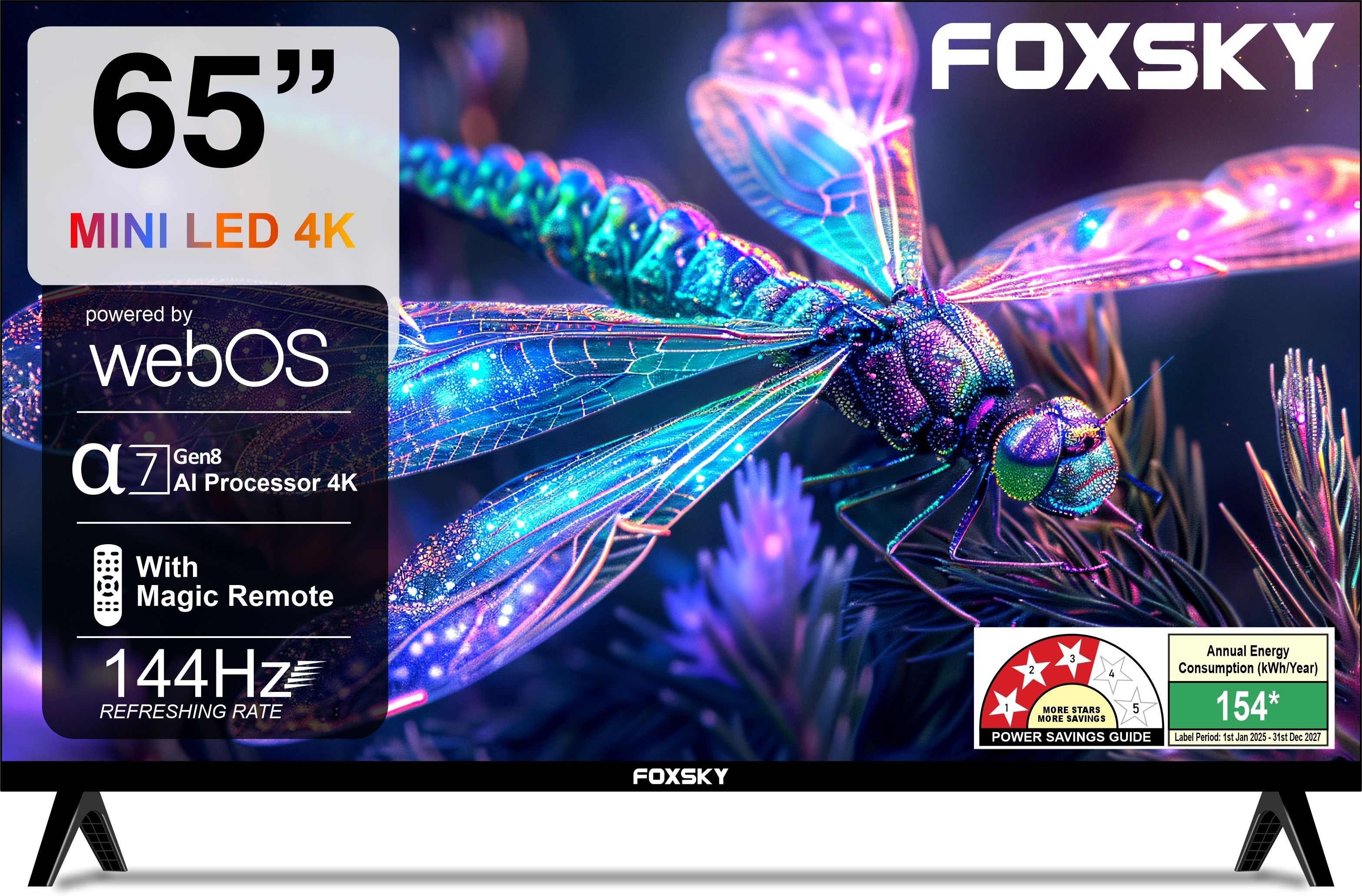 foxsky 165.1 cm (65 inch) Ultra HD (4K) Mini LED Smart WebOS TV 2025 Edition with 2.1CH Audio System Tuned by 40W BOWERS & WILKINS, Native 144 Refresh Rate, Dolby Vision Atmos-picture-2