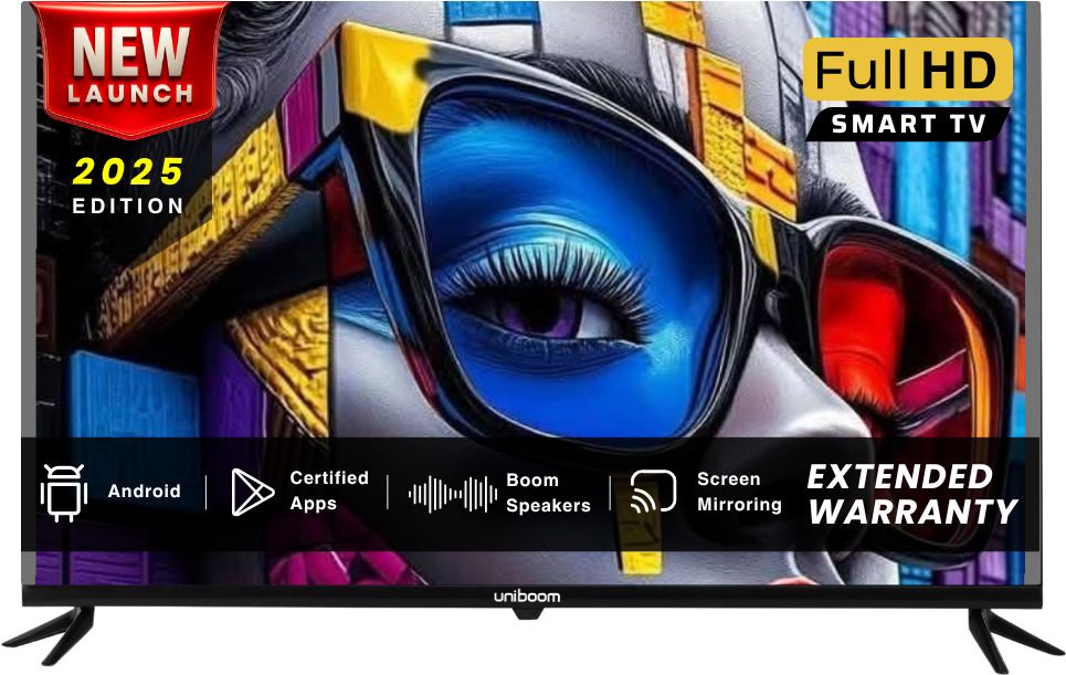 uniboom ULTIMA 108 cm (43 inch) Full HD LED Smart Android TV 2025 Edition with 30W Sonic Boom Speakers- Aura Vision+ Display - Mobile Screen Cast - 1000+ Smart Apps - Games-picture-1