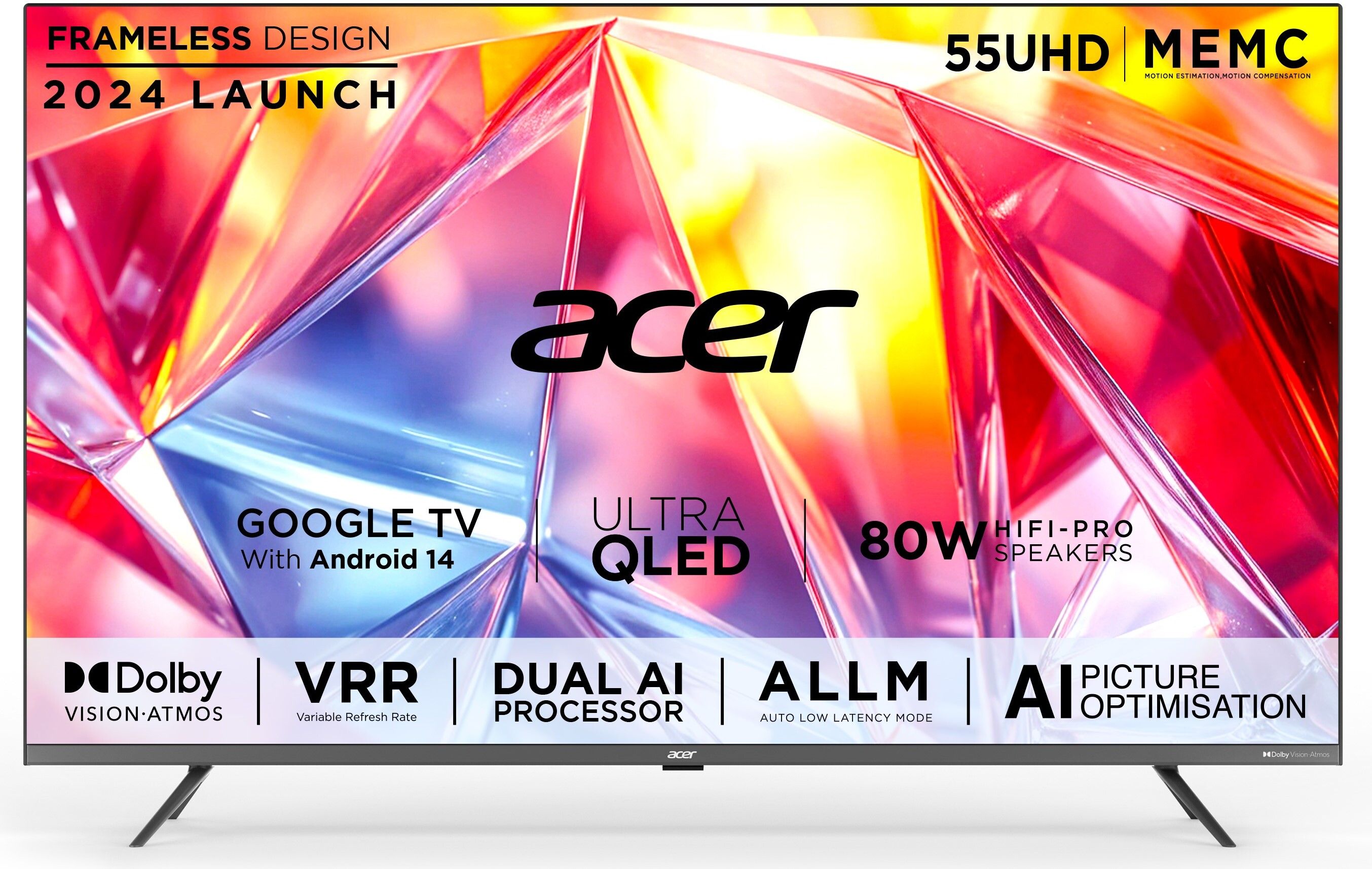 acer Super Series 1.387 M (55 inch) QLED Ultra HD (4K) Smart Google TV Android 14 (Black) | MEMC | ALLM | VRR | AI Picture Optimisation | 80W PRO Speakers | GIGA Bass | Dolby Vision-Atmos-picture-6