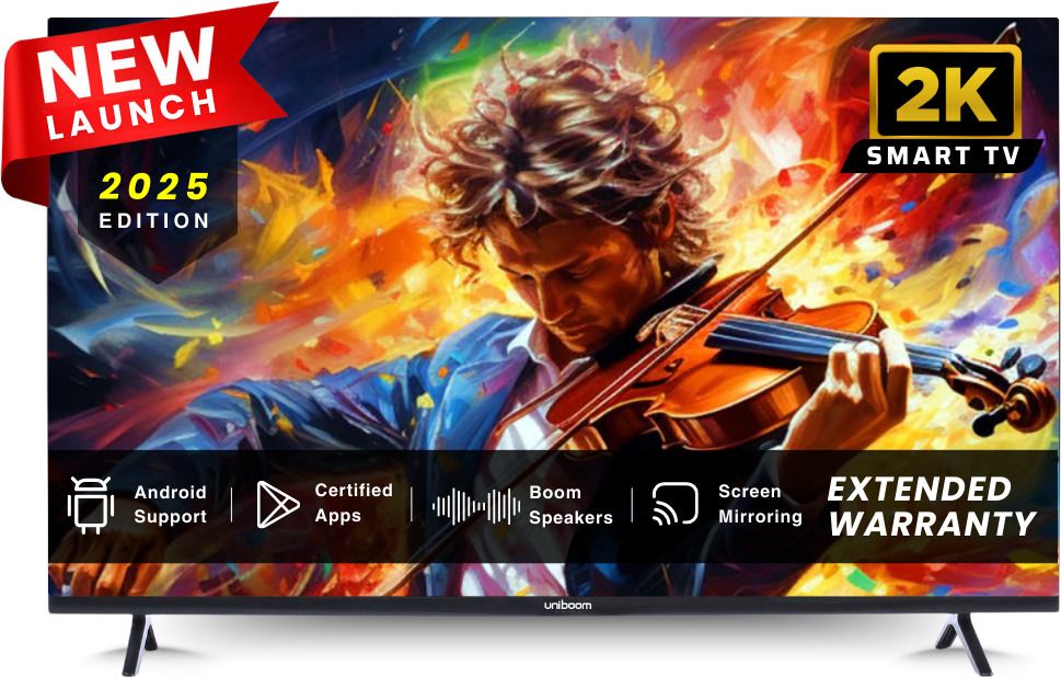 ultima 108 cm (43 inch) full hd led smart android tv 2025 edition with 30w sonic boom speakers- aura vision+ display - mobile screen cast - 1000+ smart apps - games