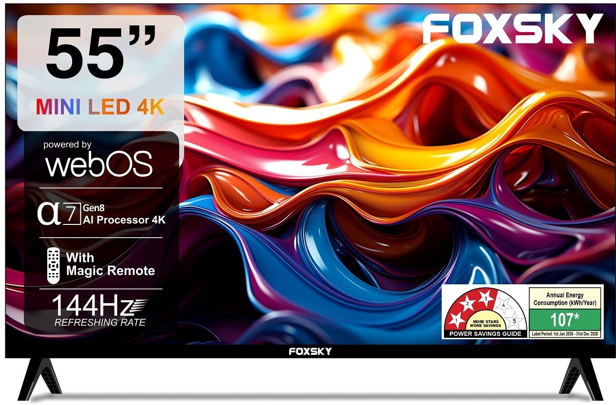 foxsky 139.7 cm (55 inch) Ultra HD (4K) Mini LED Smart WebOS TV 2026 Edition with 2.1CH Audio System Tuned by 40W BOWERS & WILKINS, Native 144 Refresh Rate, Dolby Vision Atmos-picture-5