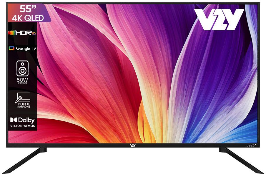 140 cm (55 inch) QLED Ultra HD (4K) Smart Google TV 2025 Edition with Entertainment Hub By dishtv |12 Months Royale Sports Kids | Family HD Pack ( Cricket Combo With Sports, Hindi Entertainment News & Kids Channels ) | 1 Year Subscription of Watcho Max (18 Premium OTT Apps at No Extra Cost)|Dolby Vision & Atmos | HDR10 | Voice Remote | Chromecast | 50W Sound | MEMC-image-1