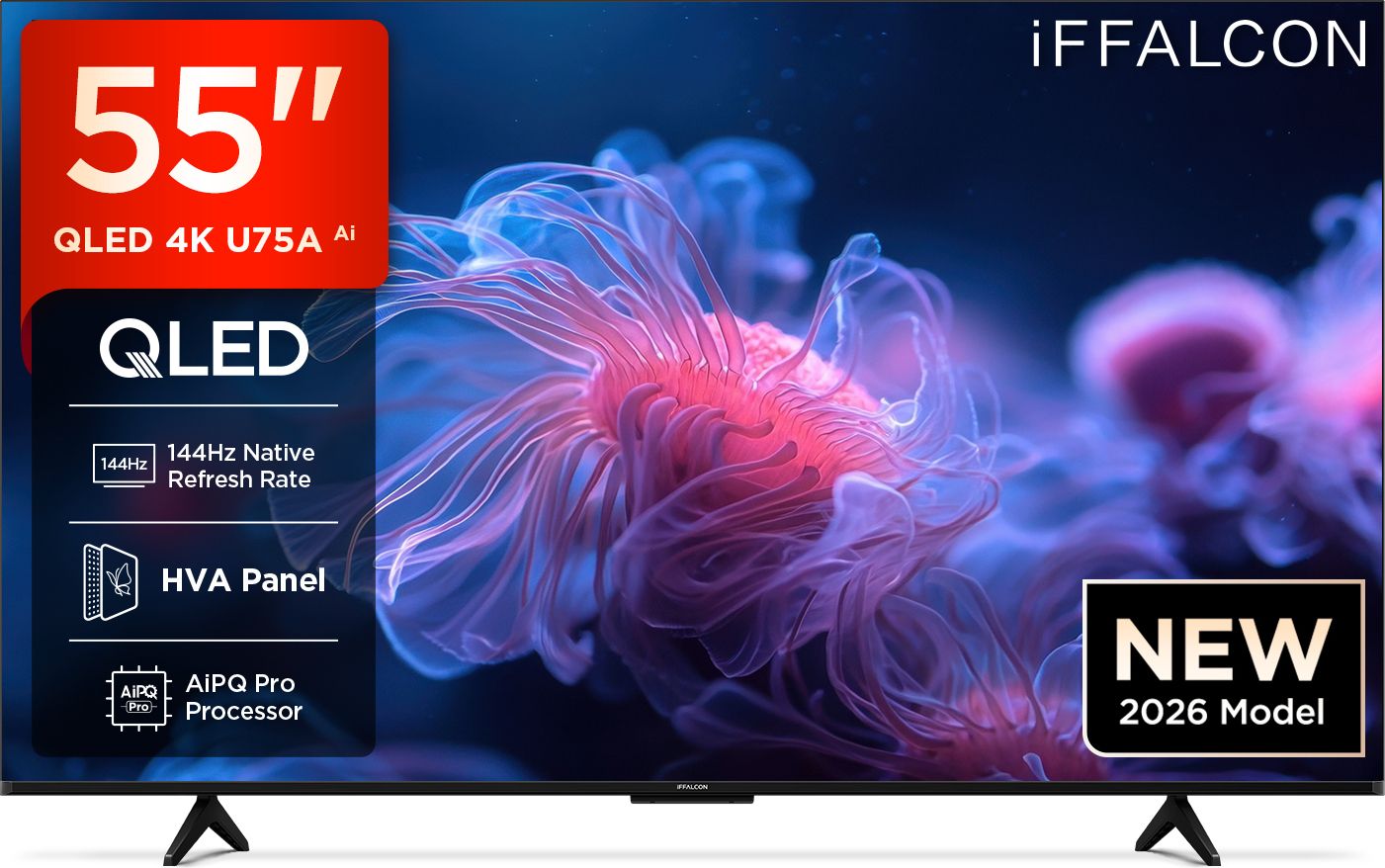 U75A 139 cm (55 inch) QLED Ultra HD (4K) Smart Google TV 2026 Edition with 144Hz Native Refresh Rate, DLG 288Hz AiPQ Pro Processor Dolby Vision- Atmos,DTS Virtual:X MEMC 120 Hz with Premium Gaming Experience-image-5