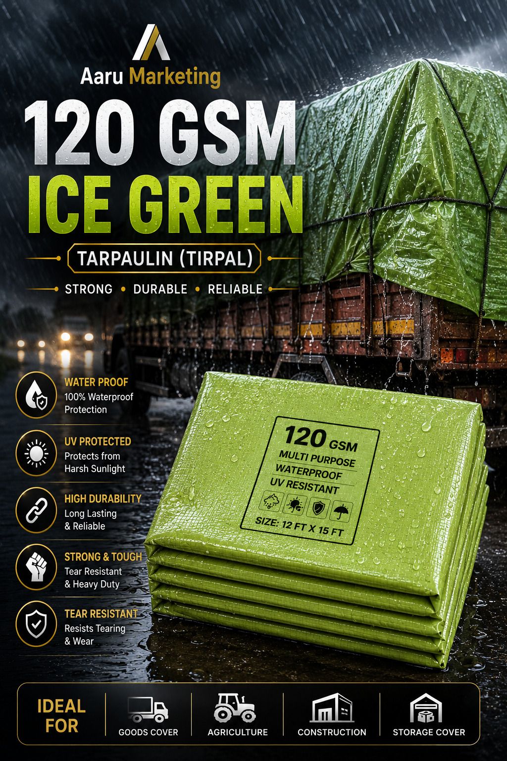 kk galaxy Heavy Duty Protective Cover for Farming, Construction & Outdoor (Multipurpose) Tent - For Agriculture Use, Roof Covering, Warehouse Storage, Vehicle Protection-picture-40