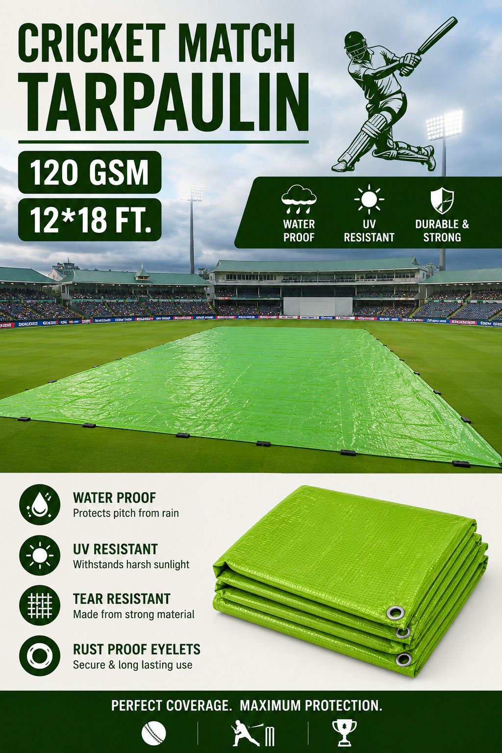 12×18 FT Industrial Tarpaulin Tripal Heavy Duty, UV Resistant Tent - For Agriculture, Transport & Cargo, Camping & Outdoor, Storage & Warehouse-image-28