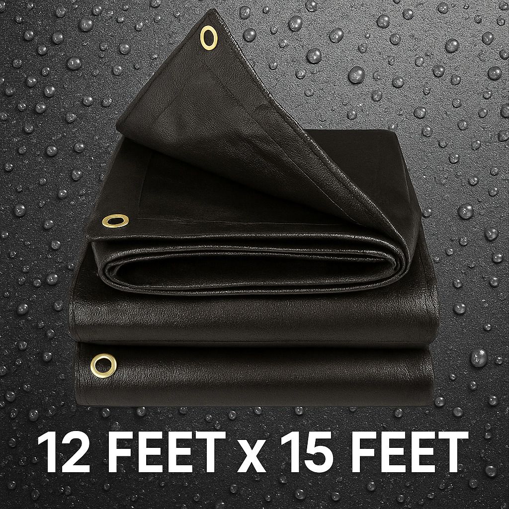 TARPAULINE 12 FEET X 15 FEET BLACK Tent - For PROTECT FROM UV RESISTANT,RAIN, 12 FEET X 15 FEET