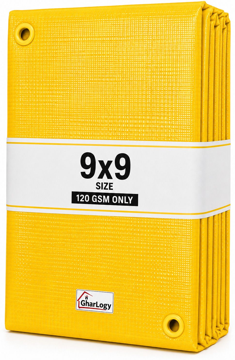 gharlogy 120 GSM 9x9Ft Heavy Duty Tarpaulin Yellow Waterproof Tirpal Rain Protection Tent - For Agriculture Use, Roof Covering, Warehouse Storage, Vehicle Protection-picture-17