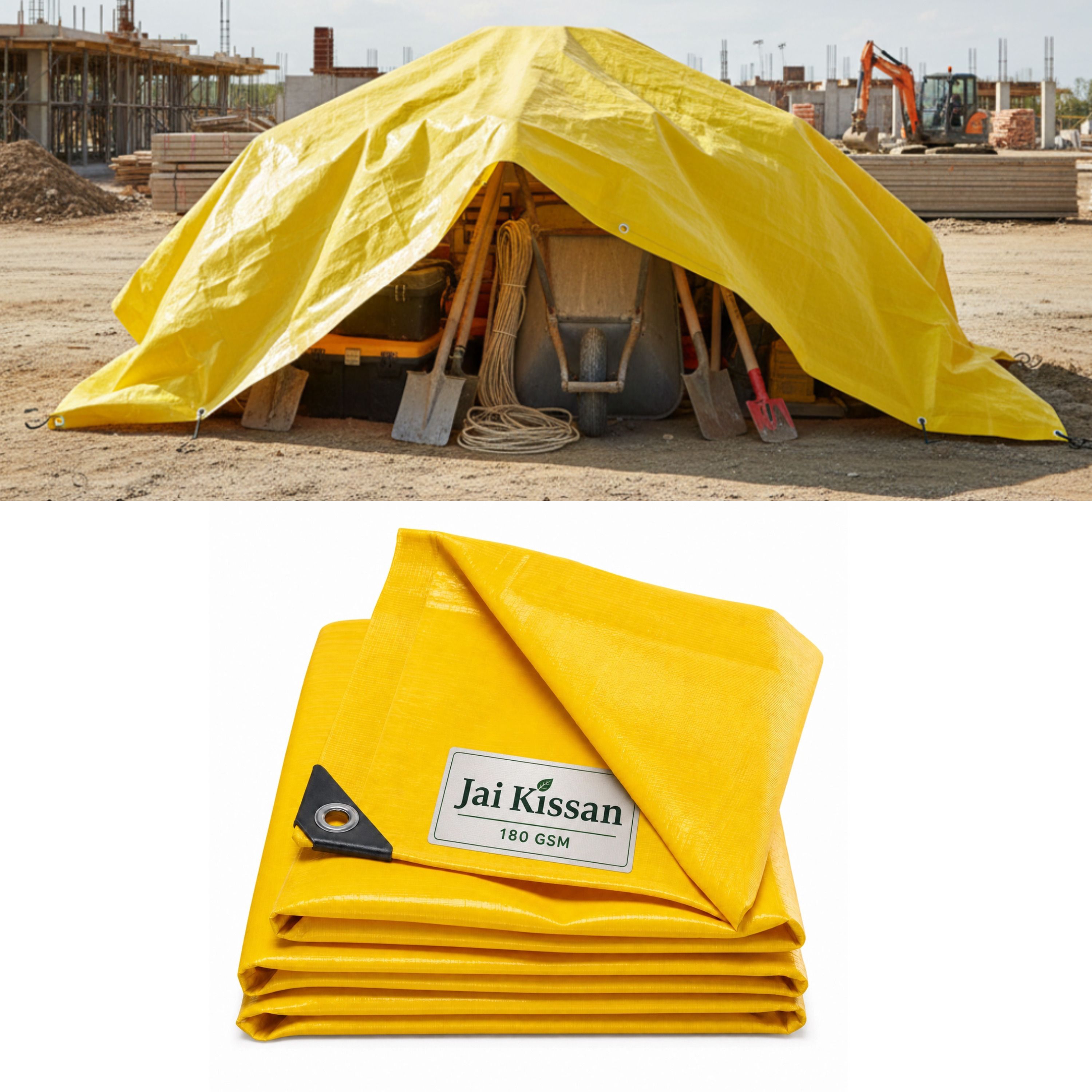 Jai Kissan Heavy Duty Tarpaulin 180GSM HDPE 6x6Feet Yellow Waterproof Tent - For agriculture, Industrial, Household, Outdoor-image-32
