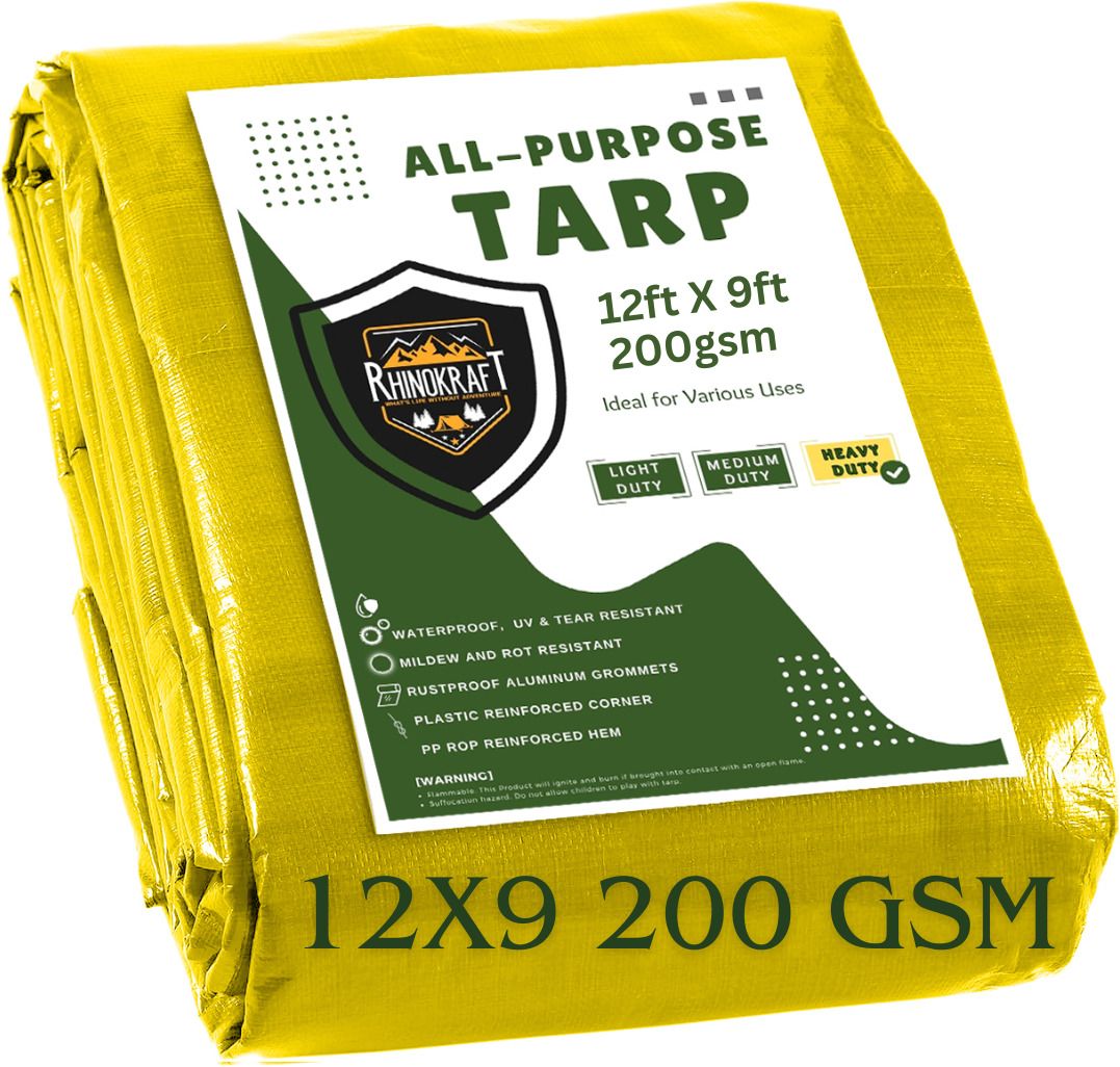12ft X 9ft, 120GSM | Heavy Duty Water Proof Tarpaulin Sheet or Tirpal Tent - For Camping, Construction Sites, Transportation Covers, Garden-image-23