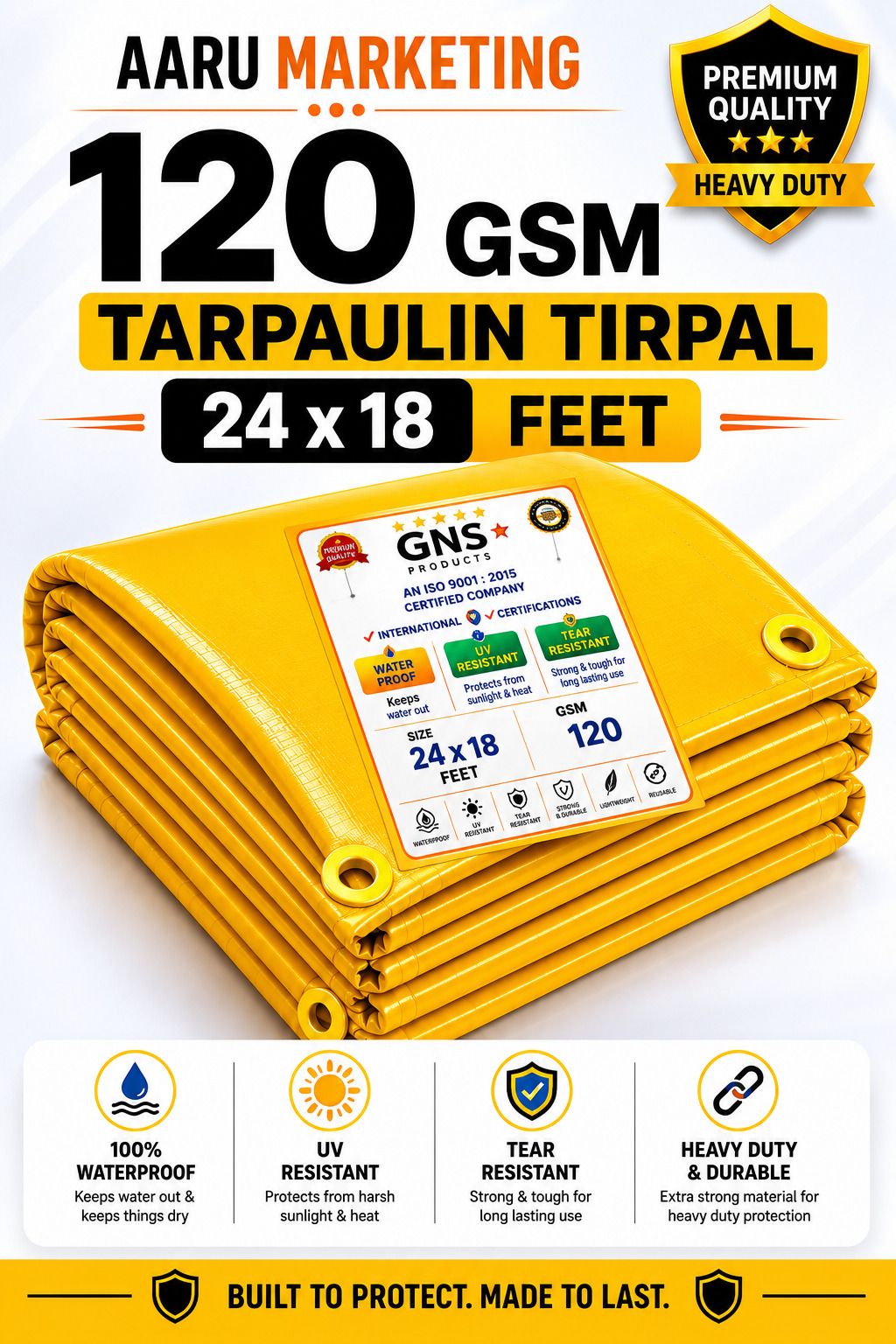 kk galaxy 120GSM Waterproof Multipurpose Yellow Tirpal Sheet Heavy Duty Tarpaulin 18x24 FT Tent - For Agriculture Use, Roof Covering, Warehouse Storage, Vehicle Protection-picture-27
