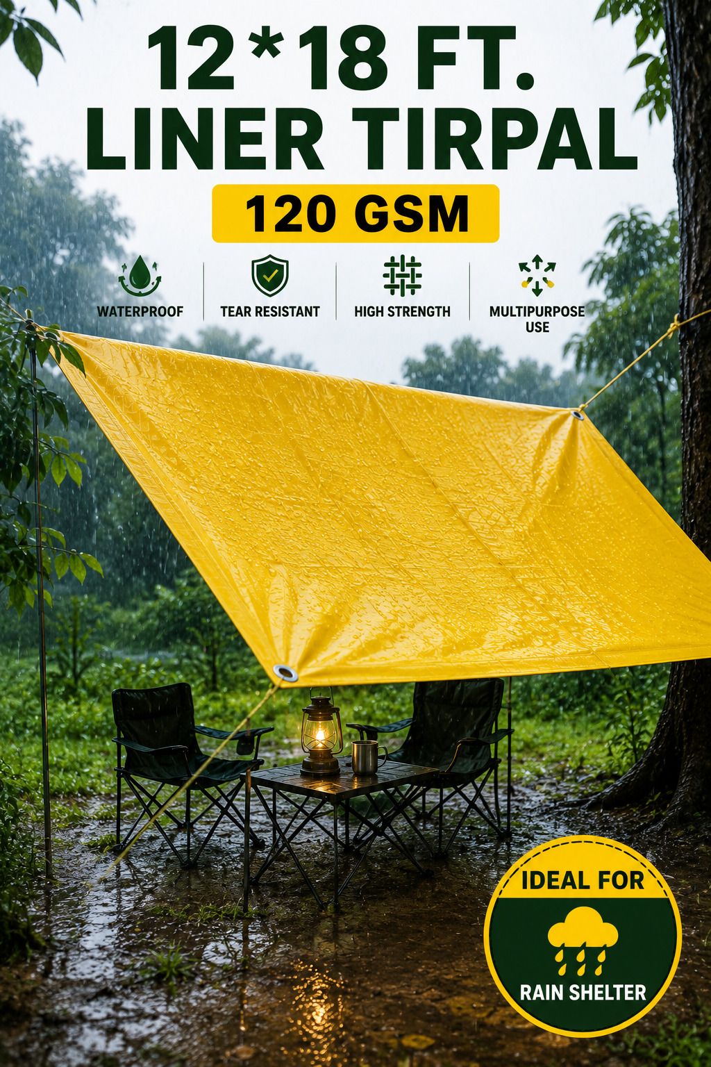 12x18 Ft 120 GSM Liner Tarpaulin Sheet for Multipurpose Farming & Transport Tent - For Camping, Construction Sites, Temporary Shelters, Truck Cover, Farmhouse, To Cover Cement-image-40