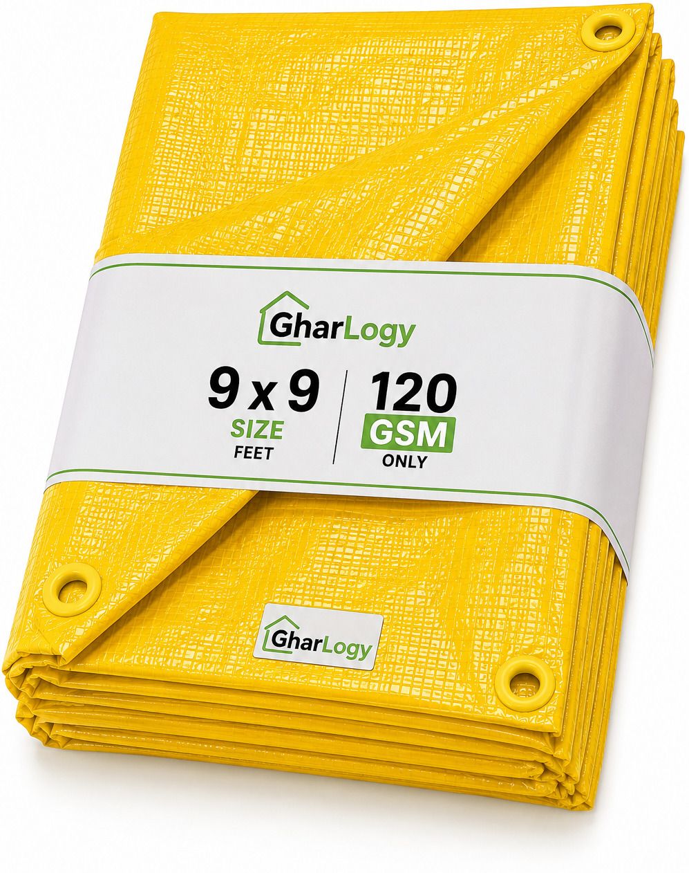 gharlogy 9x9Ft 120GSM Heavy Duty Yellow Waterproof Tirpal High Quality Tent - For Agriculture Use, Roof Covering, Warehouse Storage, Vehicle Protection-picture-22
