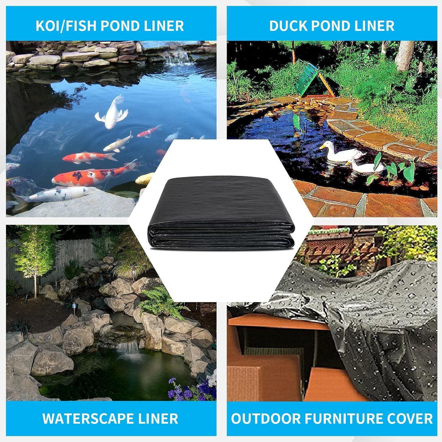 180 X240 INCH Reinforced Pond Liner Pond Liners for Outdoor Ponds Tent - For 500 GSM Liners for KOI/Fish, Duck Pond and Waterscape.-image-12