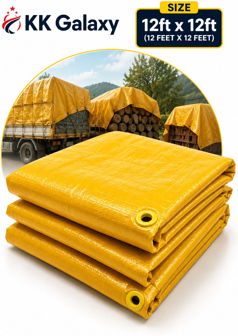 kk galaxy 120 GSM Multipurpose Waterproof Tarpaulin Sheet 12x12 Ft Tent - For Agriculture Use, Roof Covering, Warehouse Storage, Vehicle Protection-picture-27