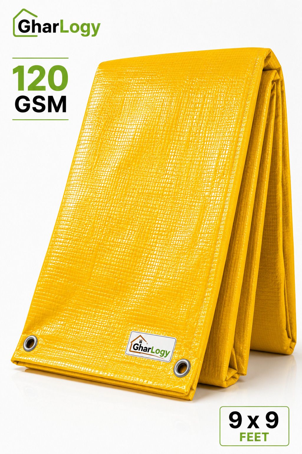 gharlogy 9x9Ft 120GSM Yellow Waterproof RaIn Protection Tirpal High Quality Tent - For Agriculture Use, Roof Covering, Warehouse Storage, Vehicle Protection-picture-38