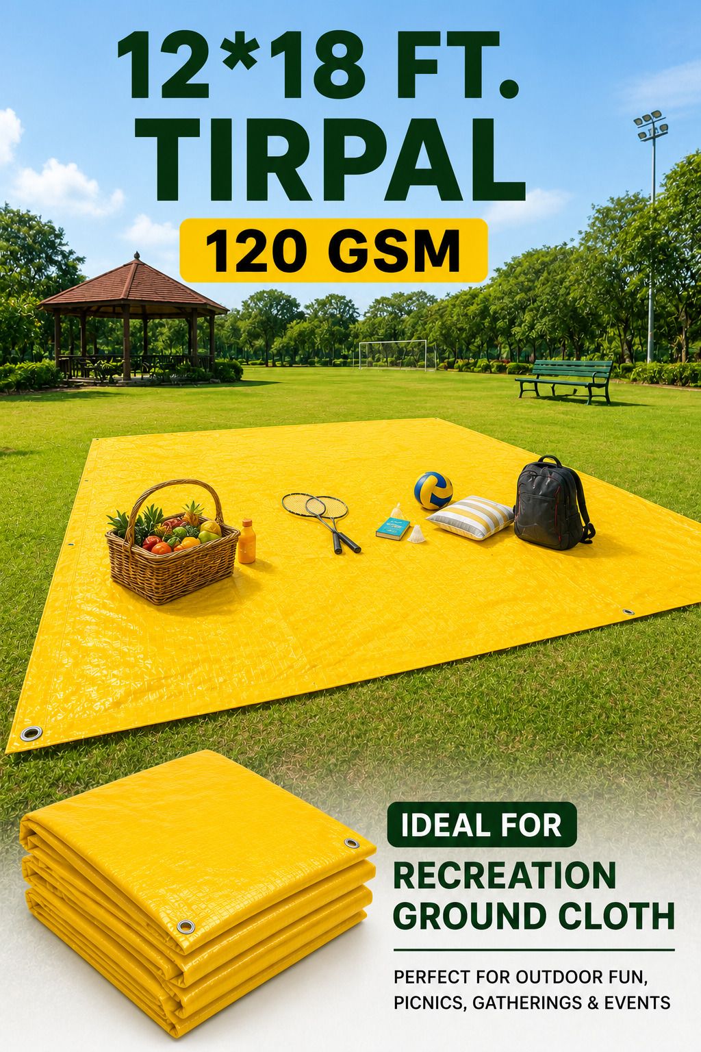 grahlogy 12x18 Ft Liner Tirpal 120 GSM for Construction, Industrial & Agricultural Uses Tent - For Camping, Construction Sites, Temporary Shelters, Truck Cover, Farmhouse, To Cover Cement-picture-47