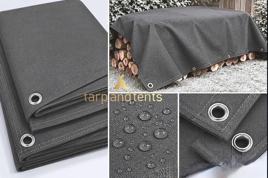 tarp and tents Heavy Duty Waterproof Canvas Tarpaulin Sheet 9 X9 FT-610GSM Tent - For Truck Cover, Tent & Canopy, Machine Cover, Construction Sites, Warehouse Protection-picture-10