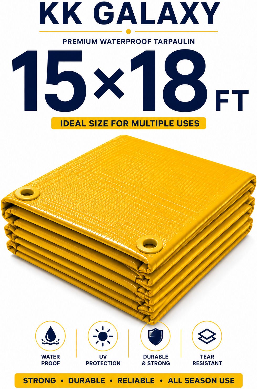 120 GSM Waterproof Tarpaulin Sheet 15x18 Ft Yellow Tent - For Agriculture Use, Roof Covering, Warehouse Storage, Vehicle Protection-image-33