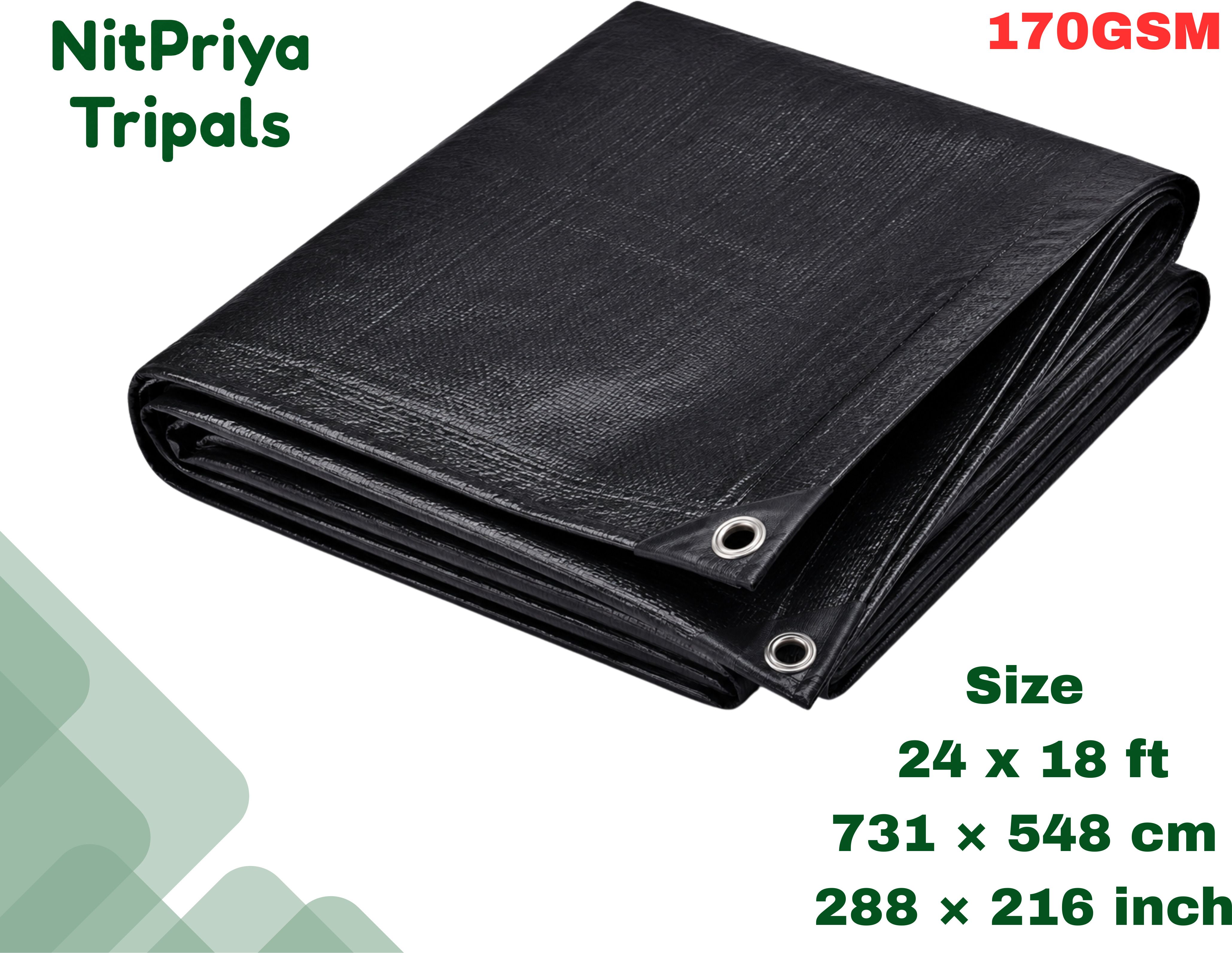 170 GSM Black UV Resistant Tarpaulin Sheet Tent - For Agriculture, Construction, Roof Covering, Garden & Multipurpose Use-image-49
