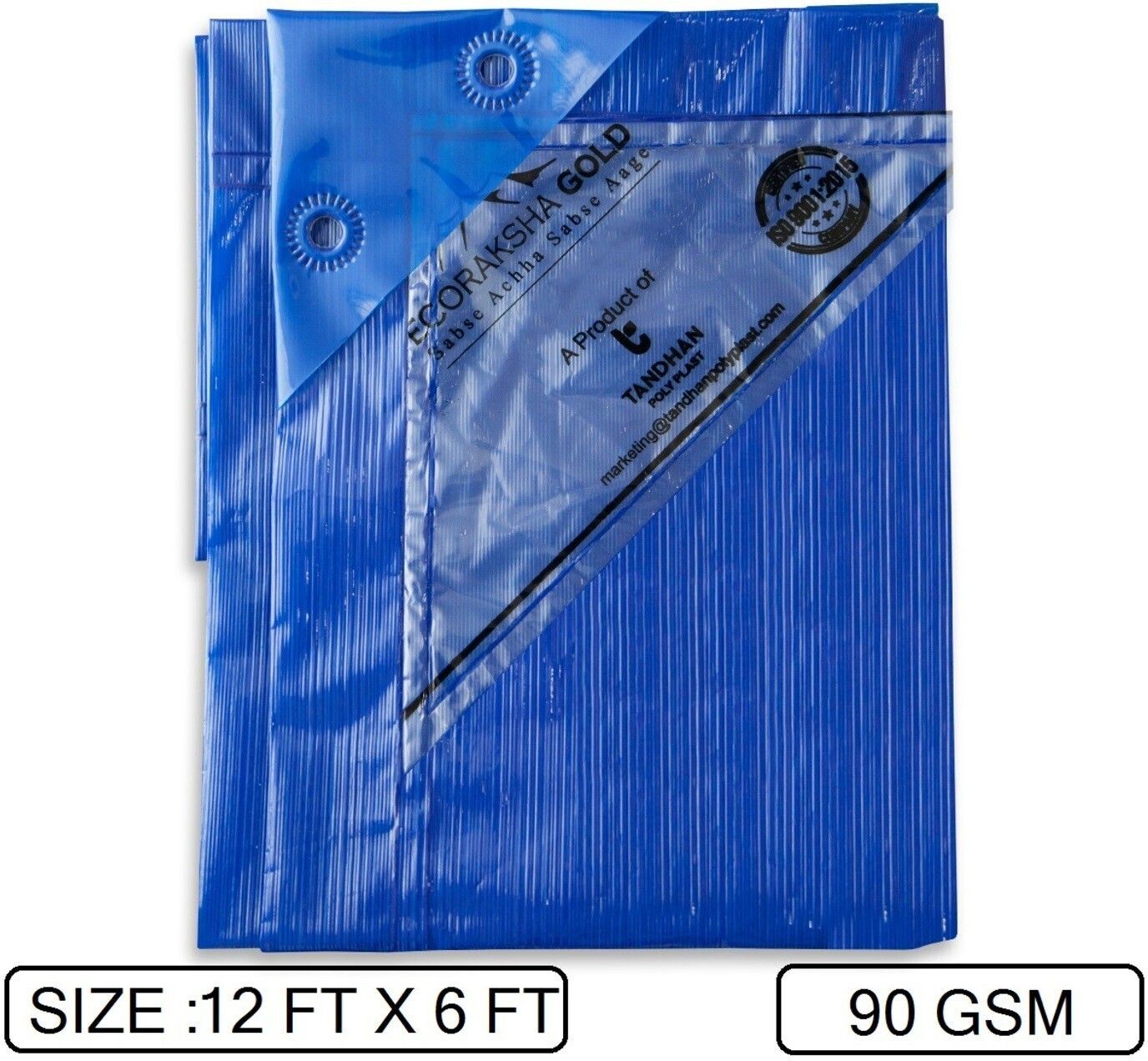 Ecoraksha Gold Premium Multilayer Eco-friendly 12 X 6 FT tarpaulin Sheet Tent - For Multipurpose Heavy Duty Waterproof Tadpatri 90 Gsm Plastic Cover Tharpai