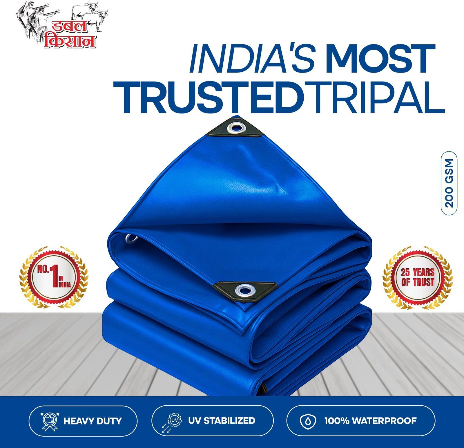 200 GSM Tarpaulin Sheet 18x12ft Blue Tent - For Industrial Roofs, Warehouses, Transport, Flood & Machinery Cover-image-6