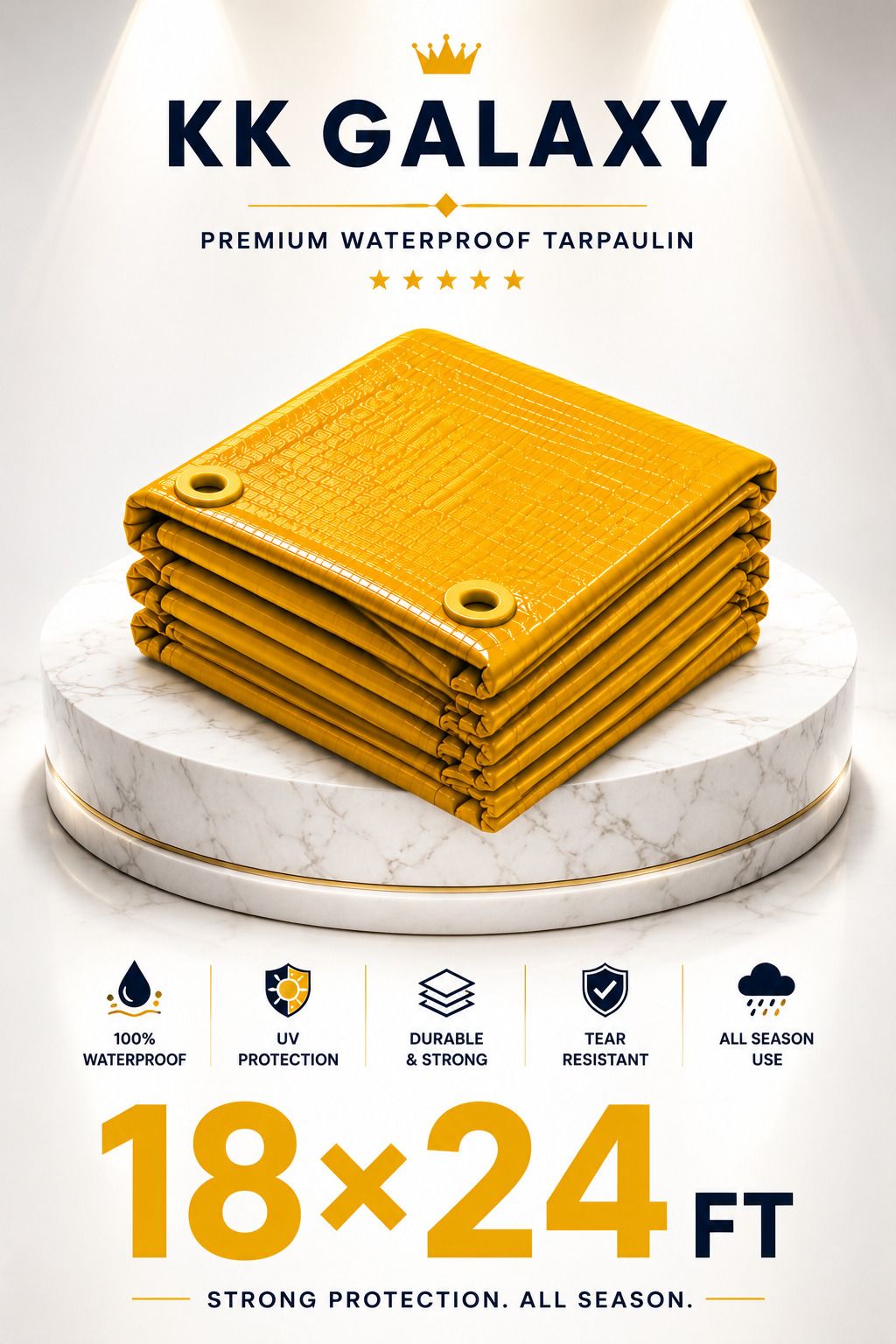 kk galaxy Tarpaulin Tirpal Sheet 18x24 FT Heavy Duty UV Resistant Yellow Cover Tent - For Agriculture Use, Roof Covering, Warehouse Storage, Vehicle Protection-picture-18