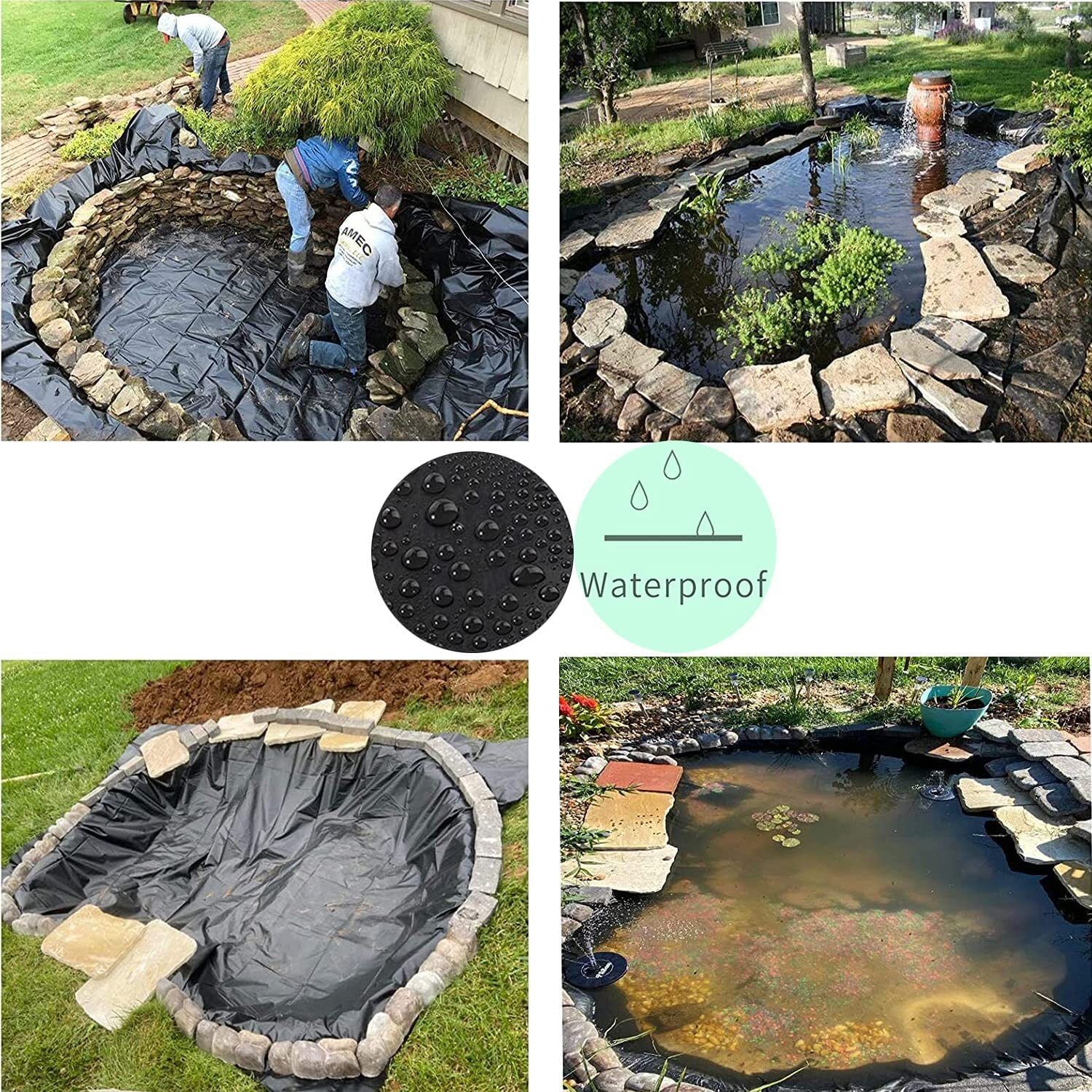 Rubber Heavy Sheet Black 500 GSM Fish Pond Liner Garden Pools HDPE Membrane Tent - For Pond, Koi Ponds, Water Gardens and Fountains (20 x 20 FT)-image-12