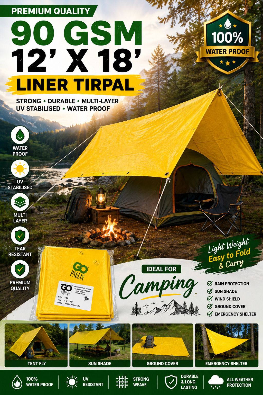 grahlogy Tarpaulin 12×18 ft 90 GSM for Multipurpose Use Tent - For Camping, Construction Sites, Temporary Shelters, Truck Cover, Farmhouse, To Cover Cement-picture-32