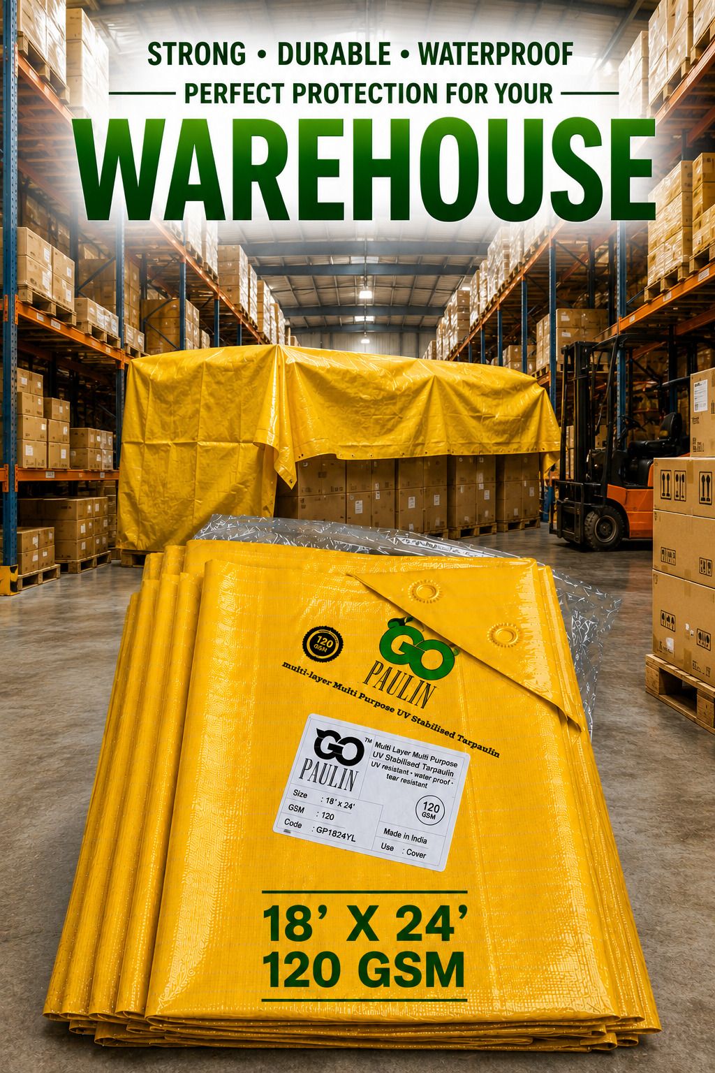 grahlogy 18x24 Ft 120 GSM Multipurpose Waterproof Tirpal for warehouse use. Tent - For Camping, Construction Sites, Temporary Shelters, Truck Cover, Farmhouse, To Cover Cement-picture-30