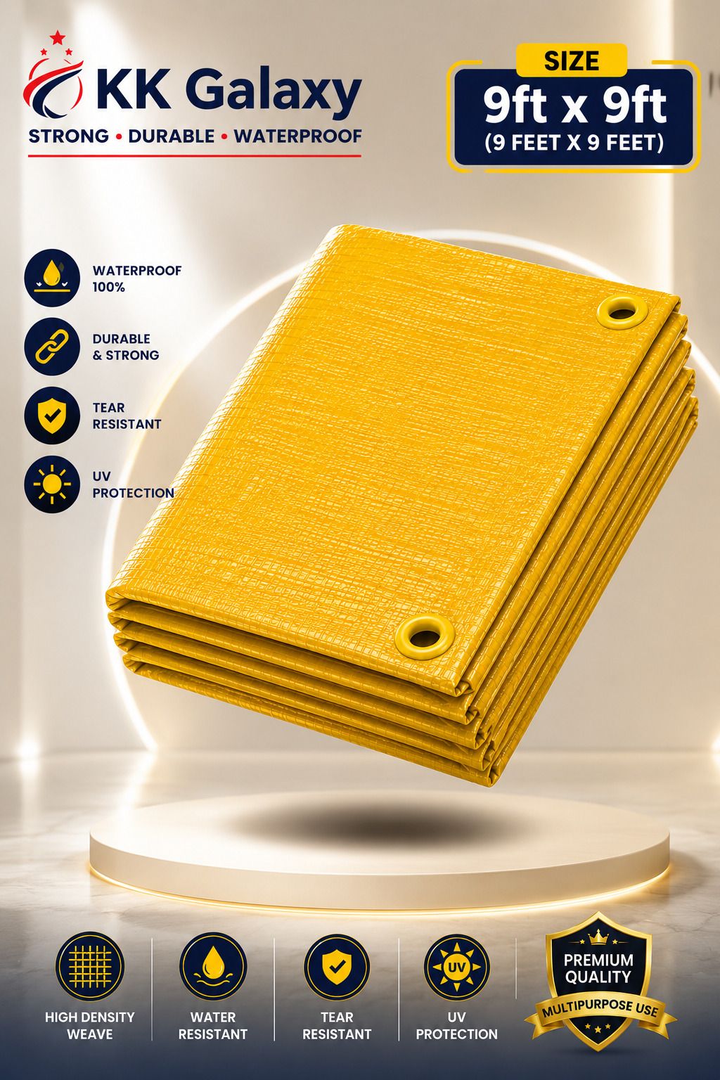 kk galaxy Yellow Tarpaulin Sheet 120GSM 9x9 Ft Tent - For Agriculture Use, Roof Covering, Warehouse Storage, Vehicle Protection-picture-37