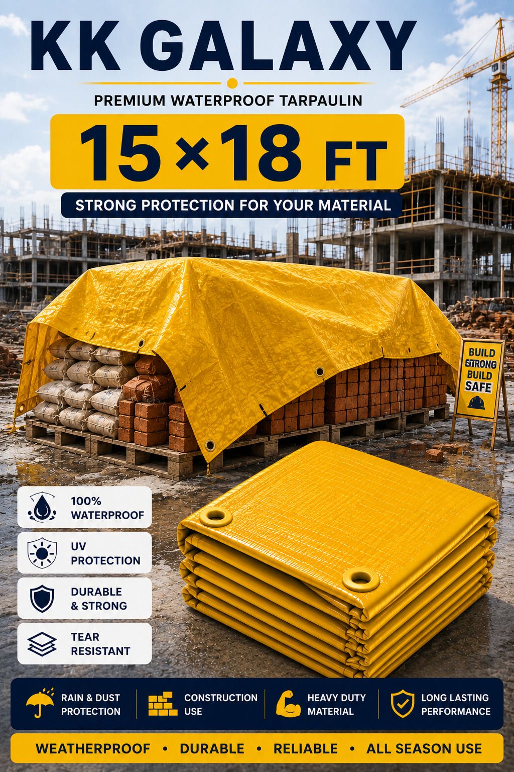 kk galaxy 120SM Premium Heavy Duty 15×18 Ft Outdoor Tarpaulin Cover Tent - For Agriculture Use, Roof Covering, Warehouse Storage, Vehicle Protection-picture-24