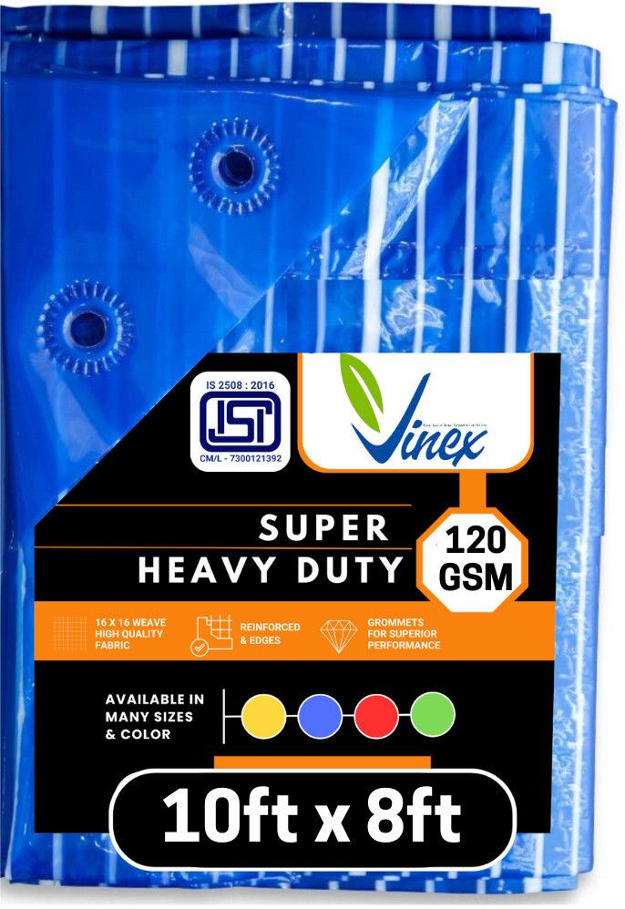 10ft X 8ft, 120 GSM | Multilayer Water Proof Tarpaulin Sheet with ISI Mark Tent - For Transportation Covers