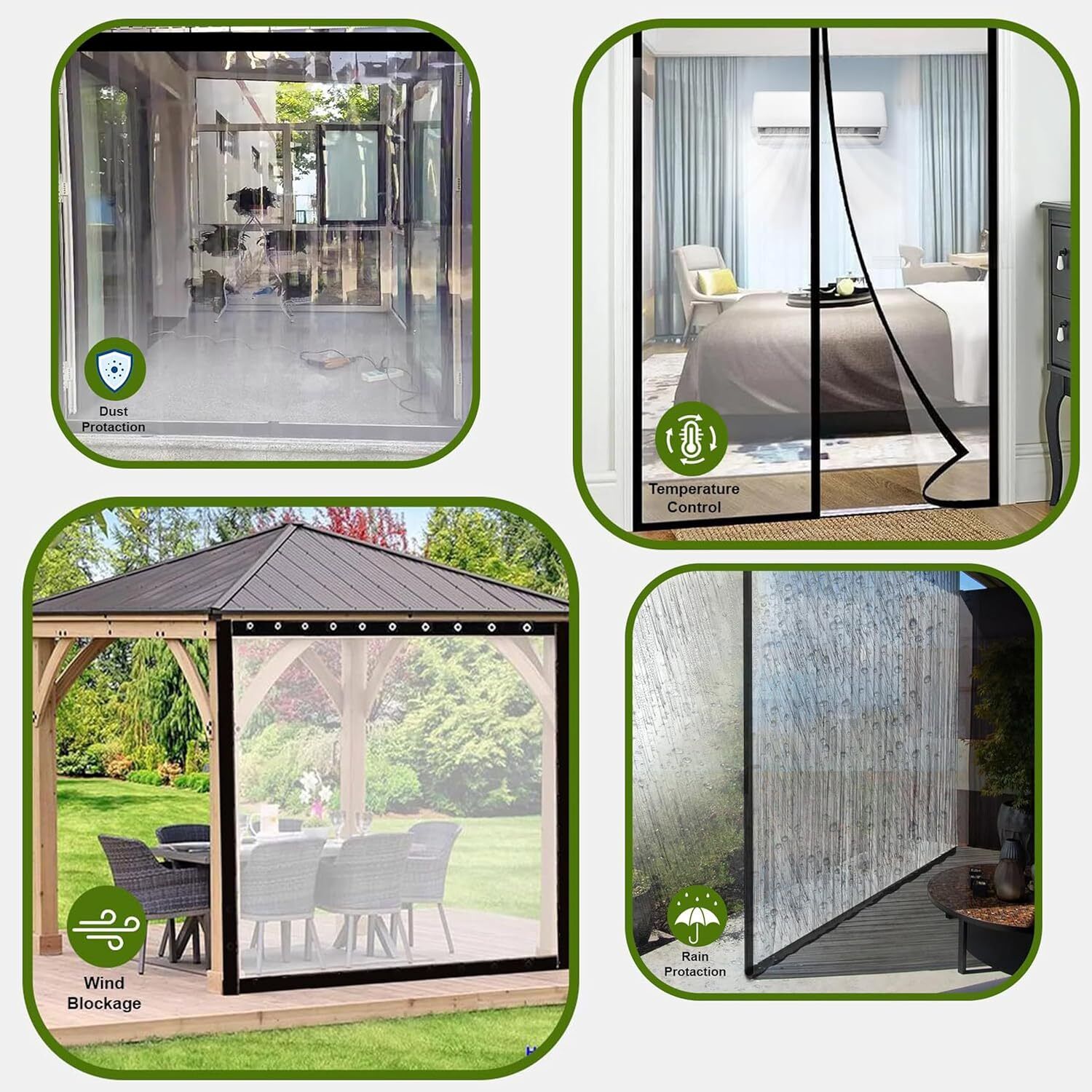 Waterproof Outdoor Thickness Transparent PVC Curtain with RustProof Eyelet Used Tent - For Balcony,Door for All Seasons, Ac, Dust,Wind & Rain Protection ( 5 X 8 Ft,-image-31